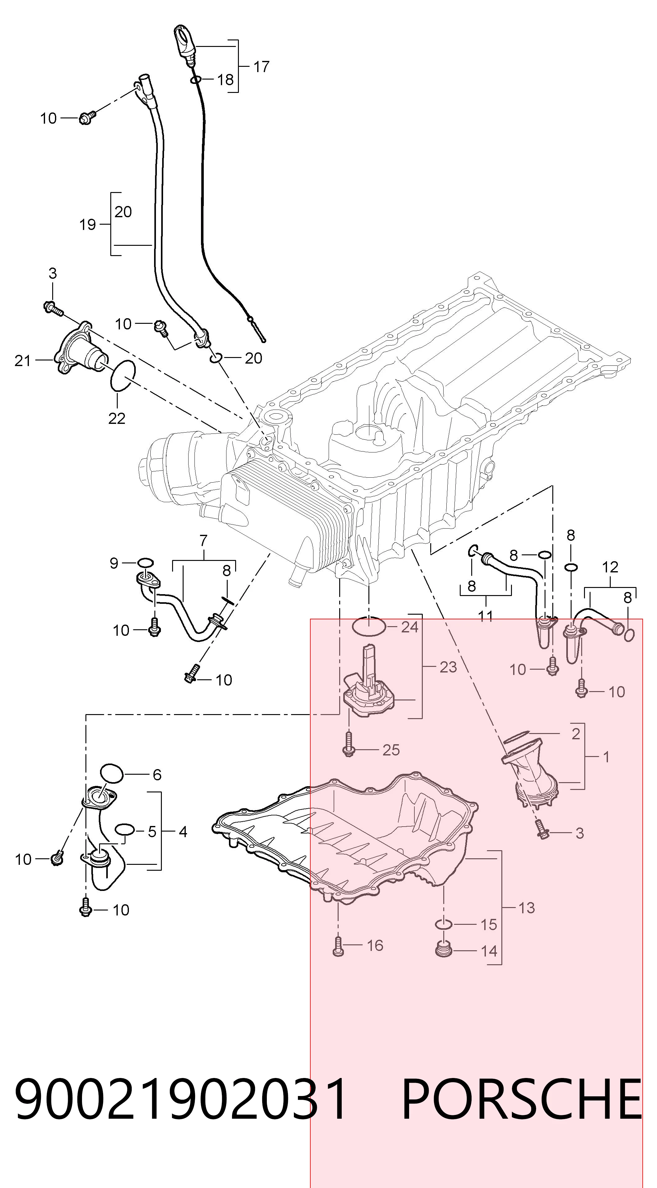 90021902031 Porsche Tampão de panela de motor