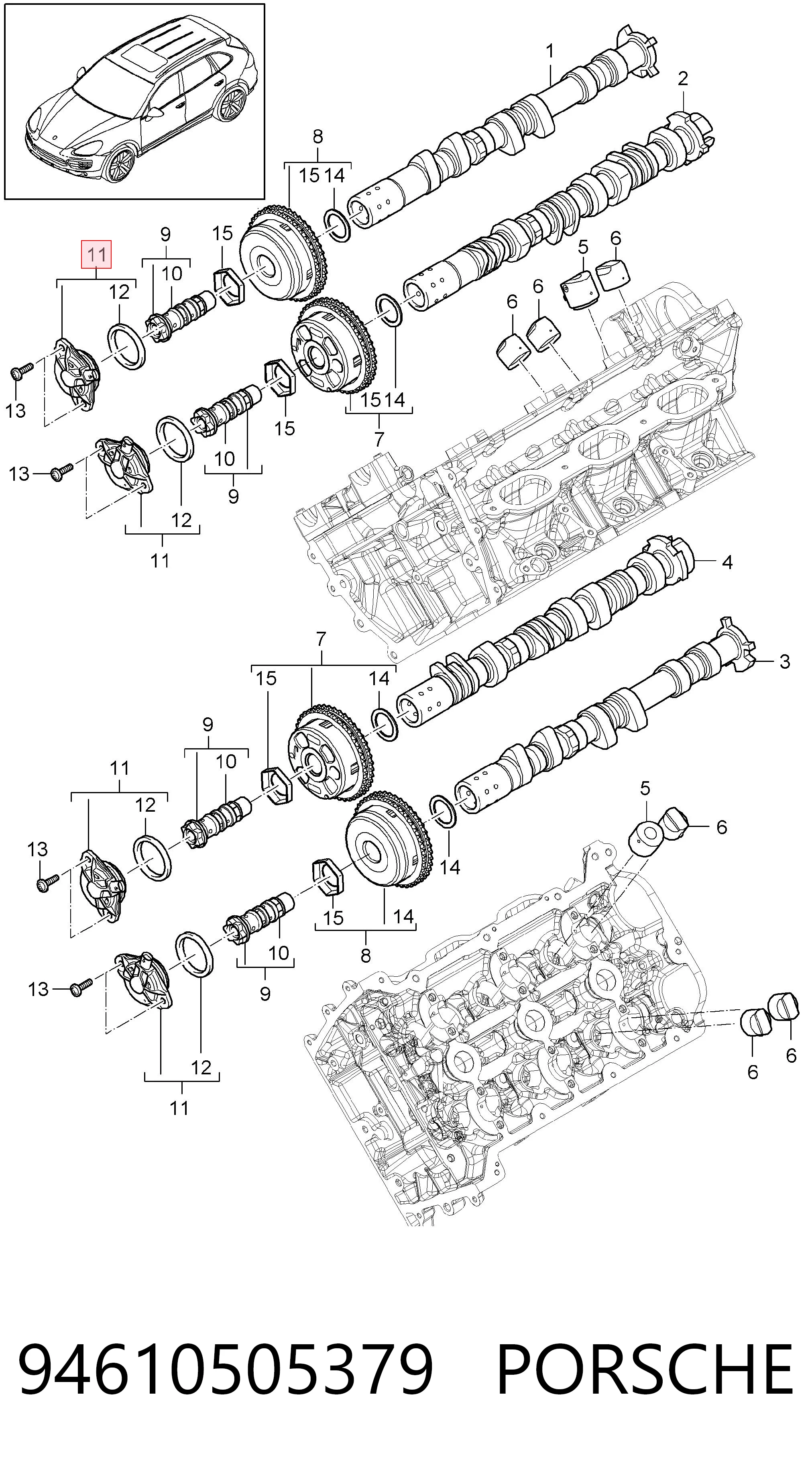 Válvula eletromagnética de posição (de fases) da árvore distribuidora Porsche 911 Targa 991
