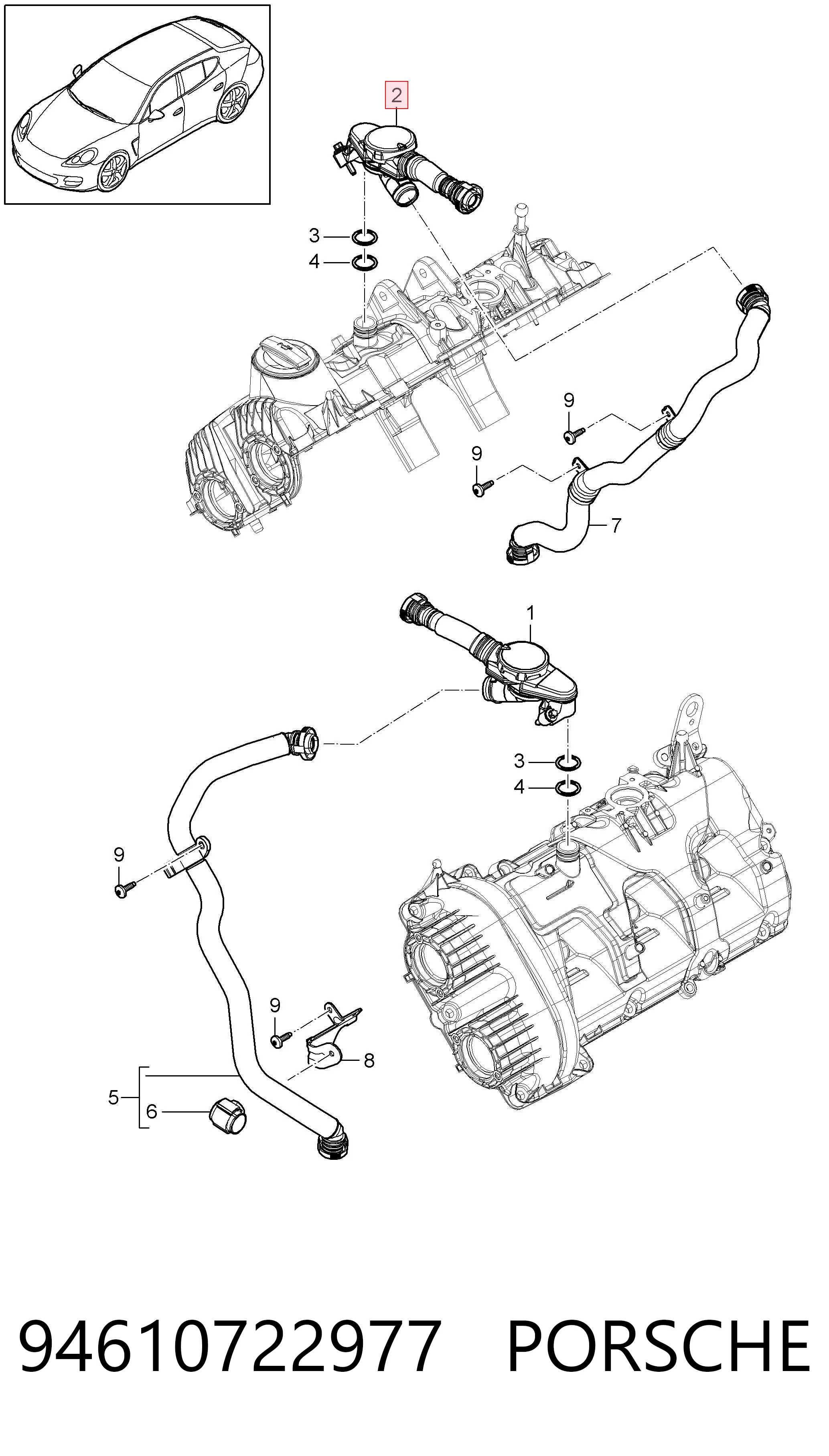 Válvula PCV de ventilação dos gases de cárter para Porsche Cayenne II 92A