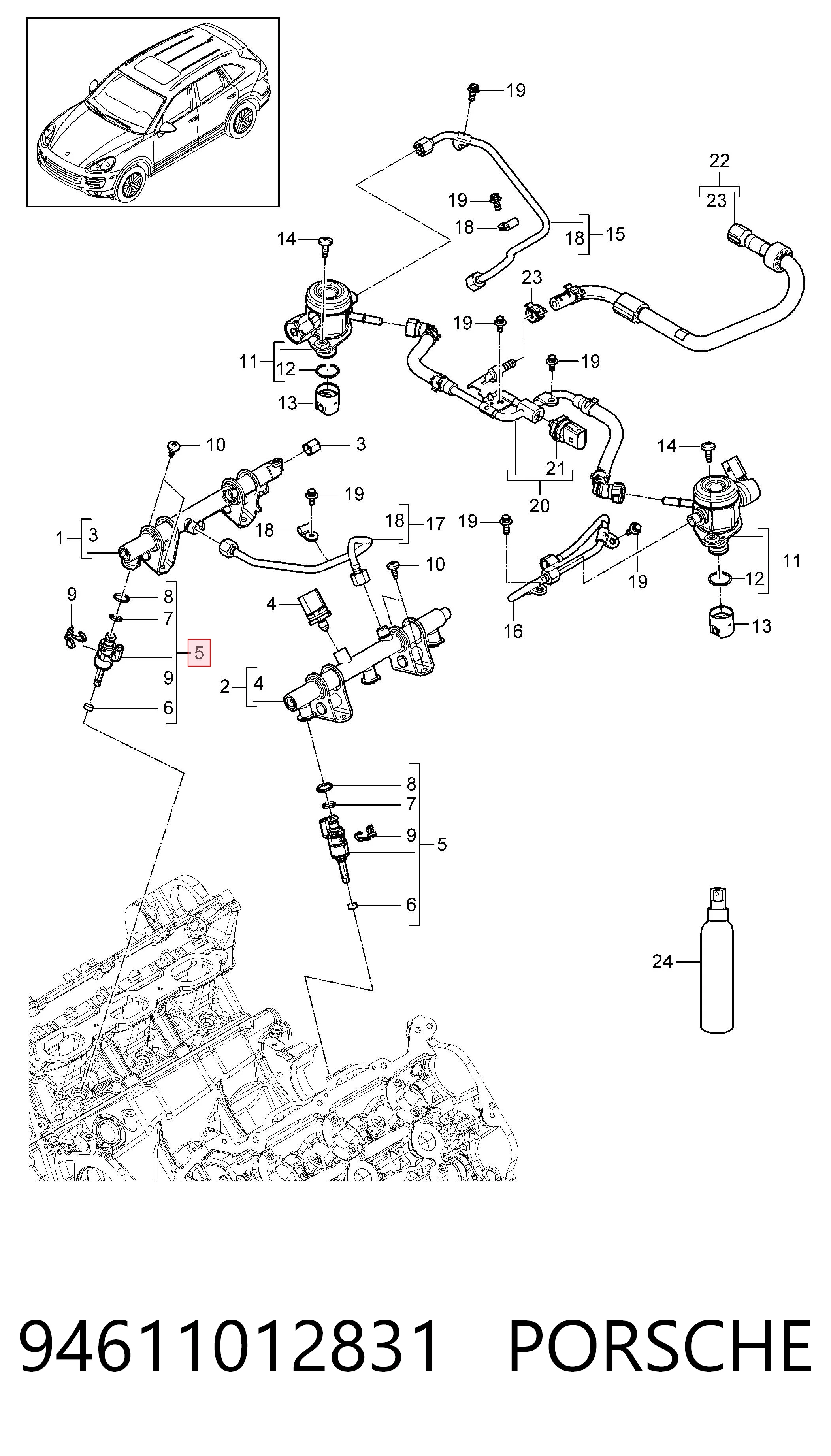 94611012831 Porsche Injetor de injeção de combustível