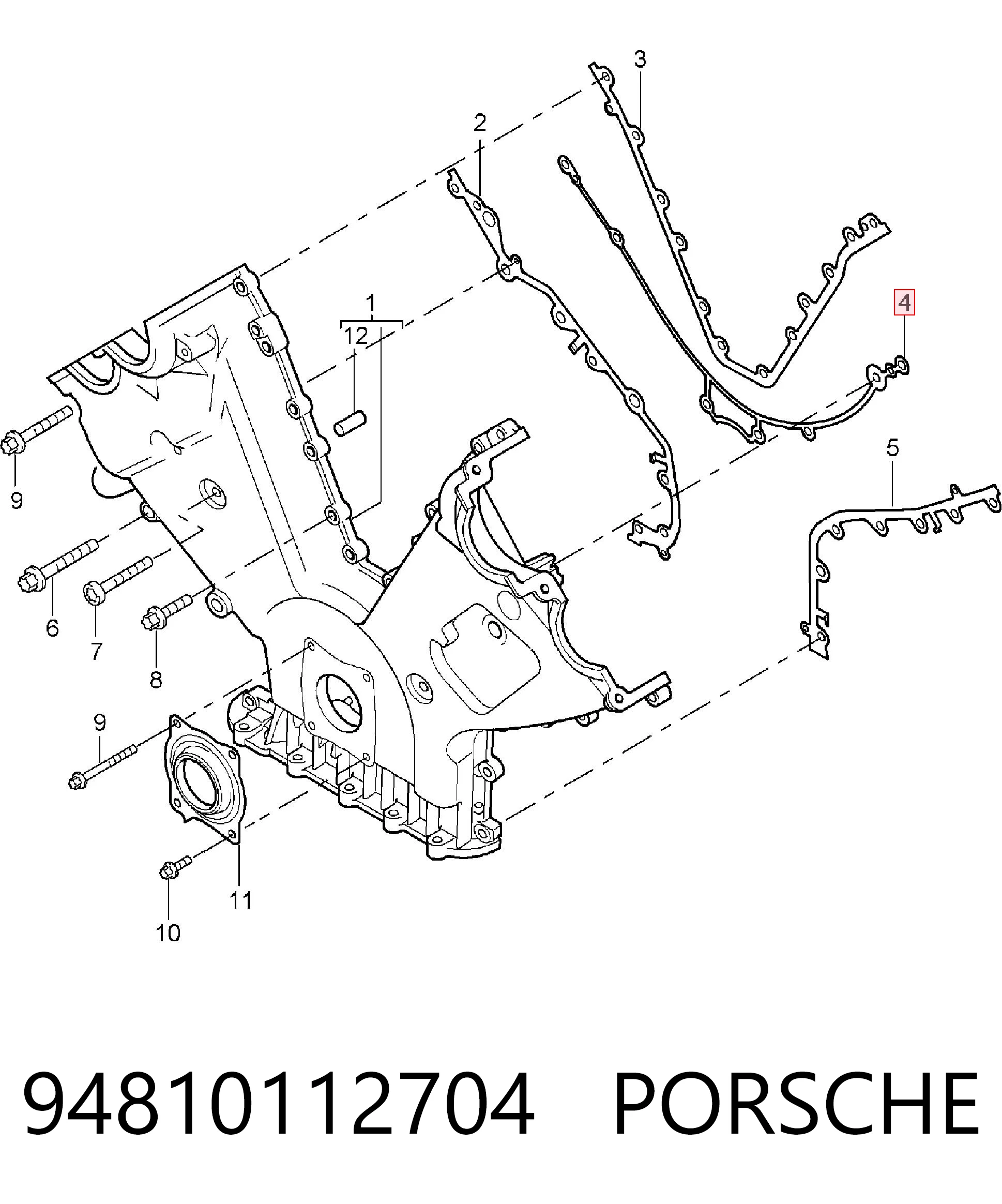 Vedante em V de tampa dianteira de motor para Porsche Cayenne  955