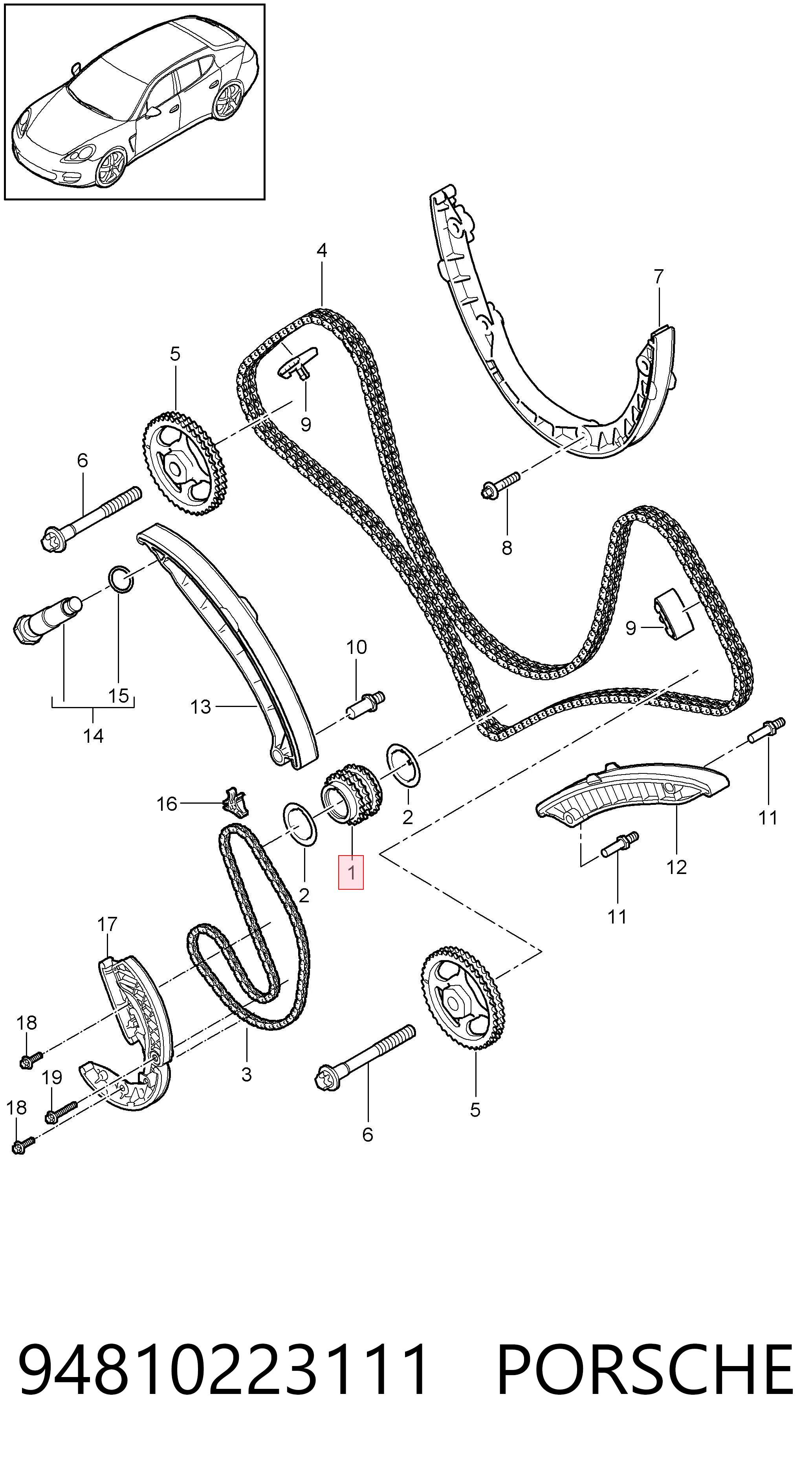 Engrenagem de cadeia da roda dentada de acionamento de cambota de motor para Porsche Cayenne  955