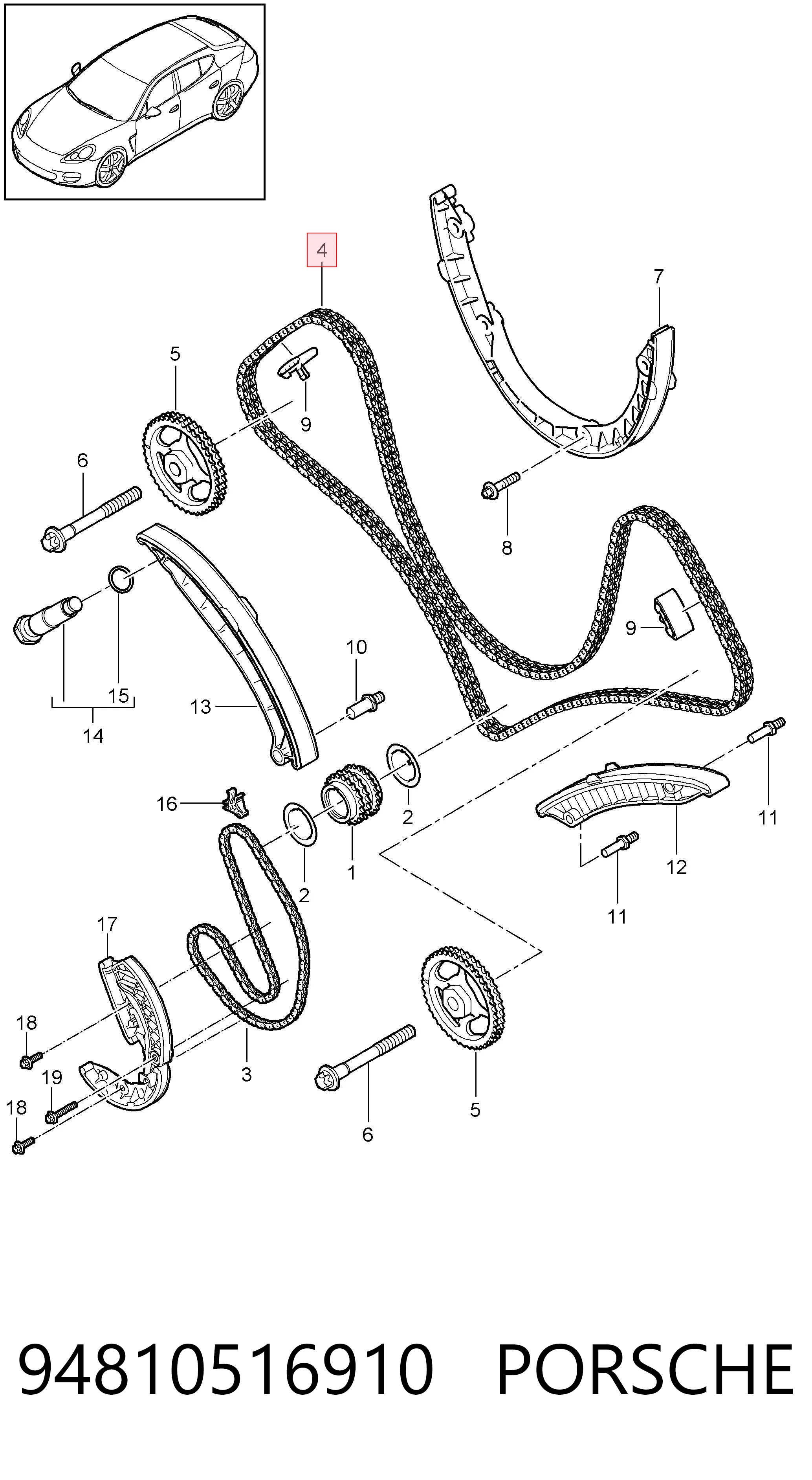 Cadeia do mecanismo de distribuição de gás para Porsche Cayenne  955