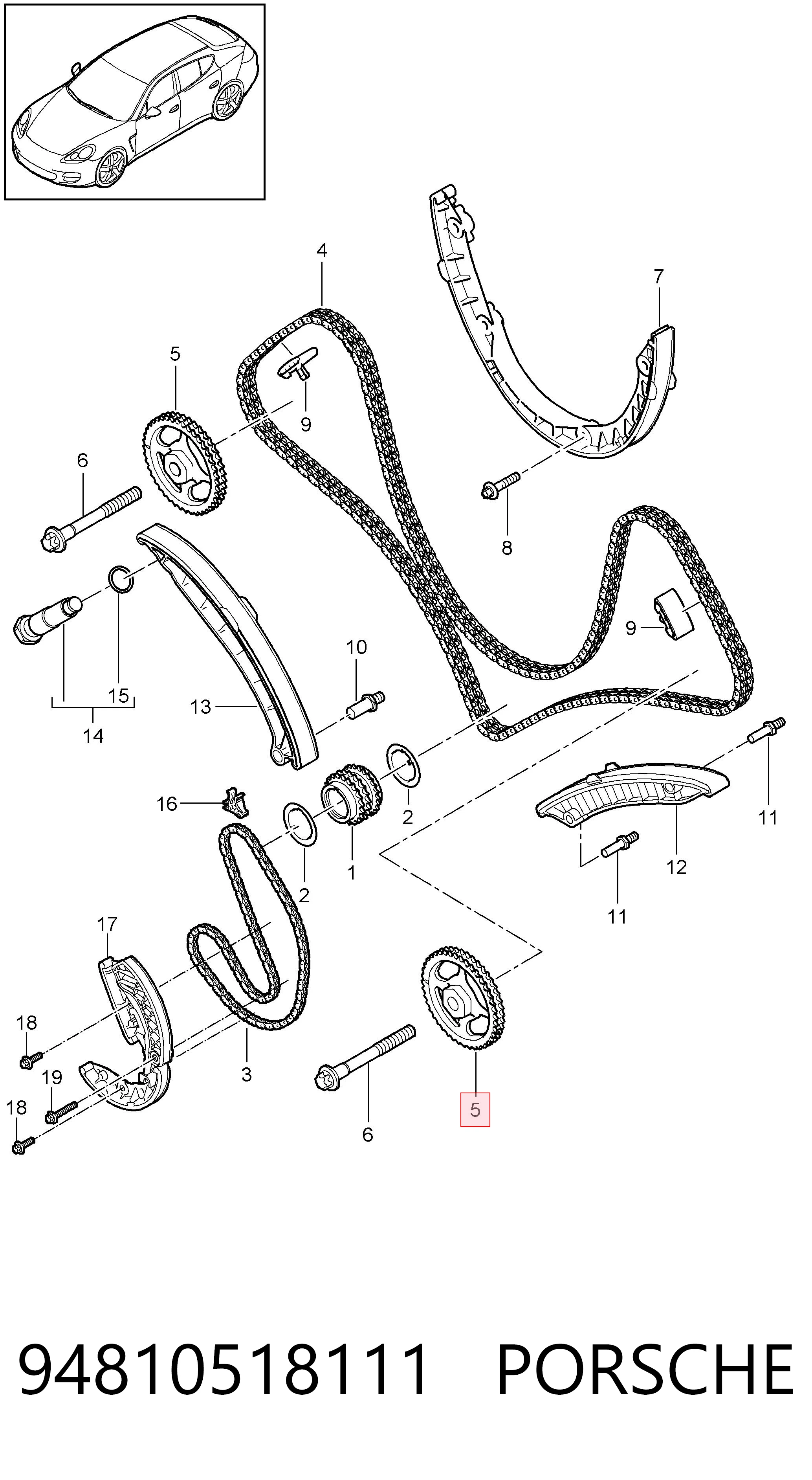 Engrenagem de cadeia da roda dentada da árvore distribuidora de motor para Porsche Cayenne  955