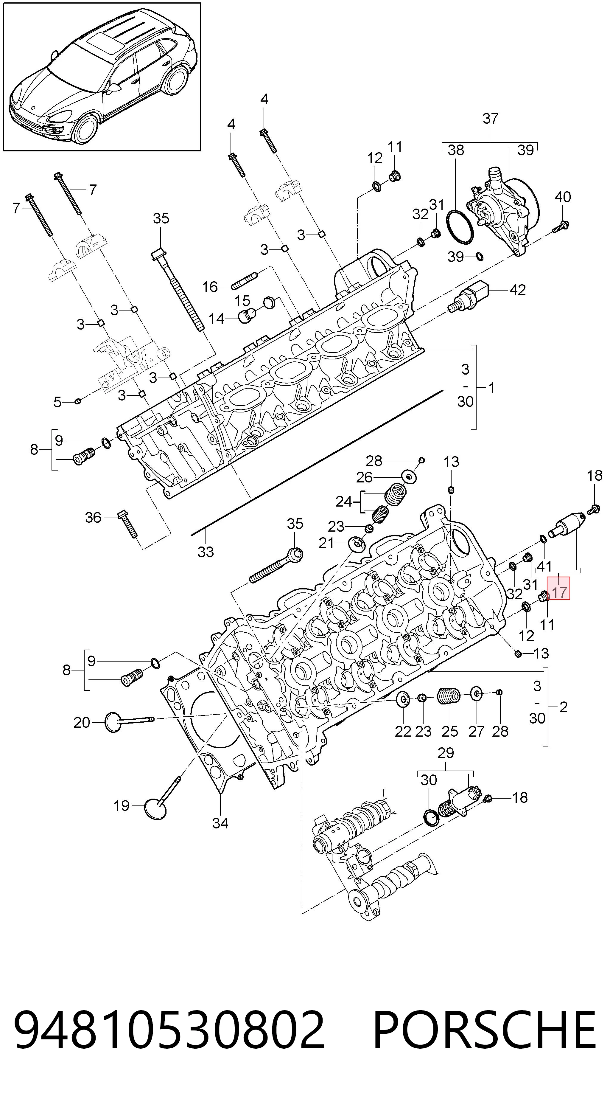 94810530802 Porsche Válvula eletromagnética de posição (de fases) da árvore distribuidora