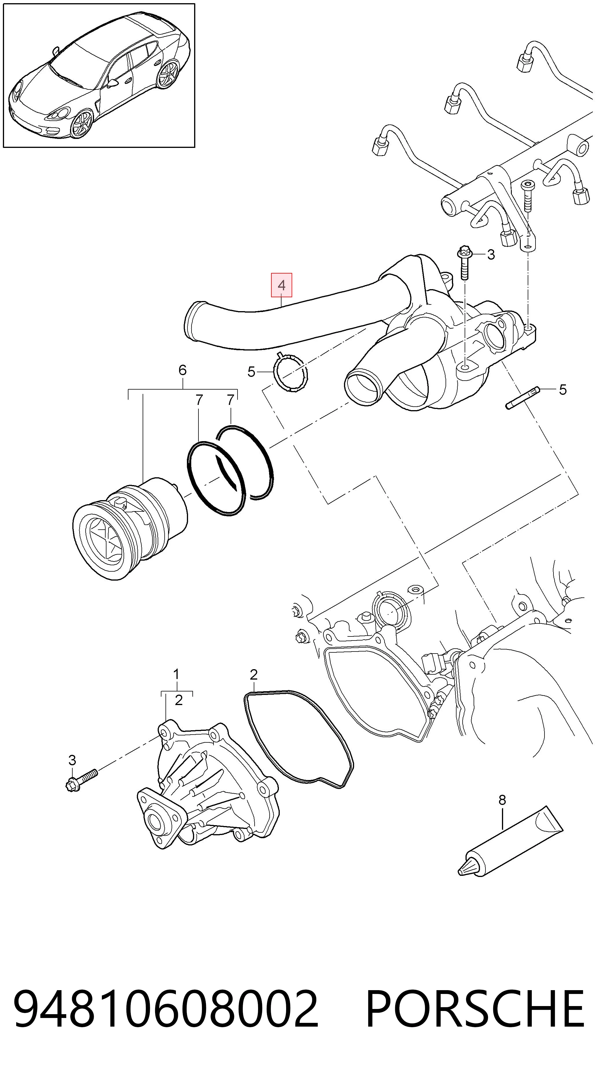 Caixa do termostato para Porsche Cayenne II 92A