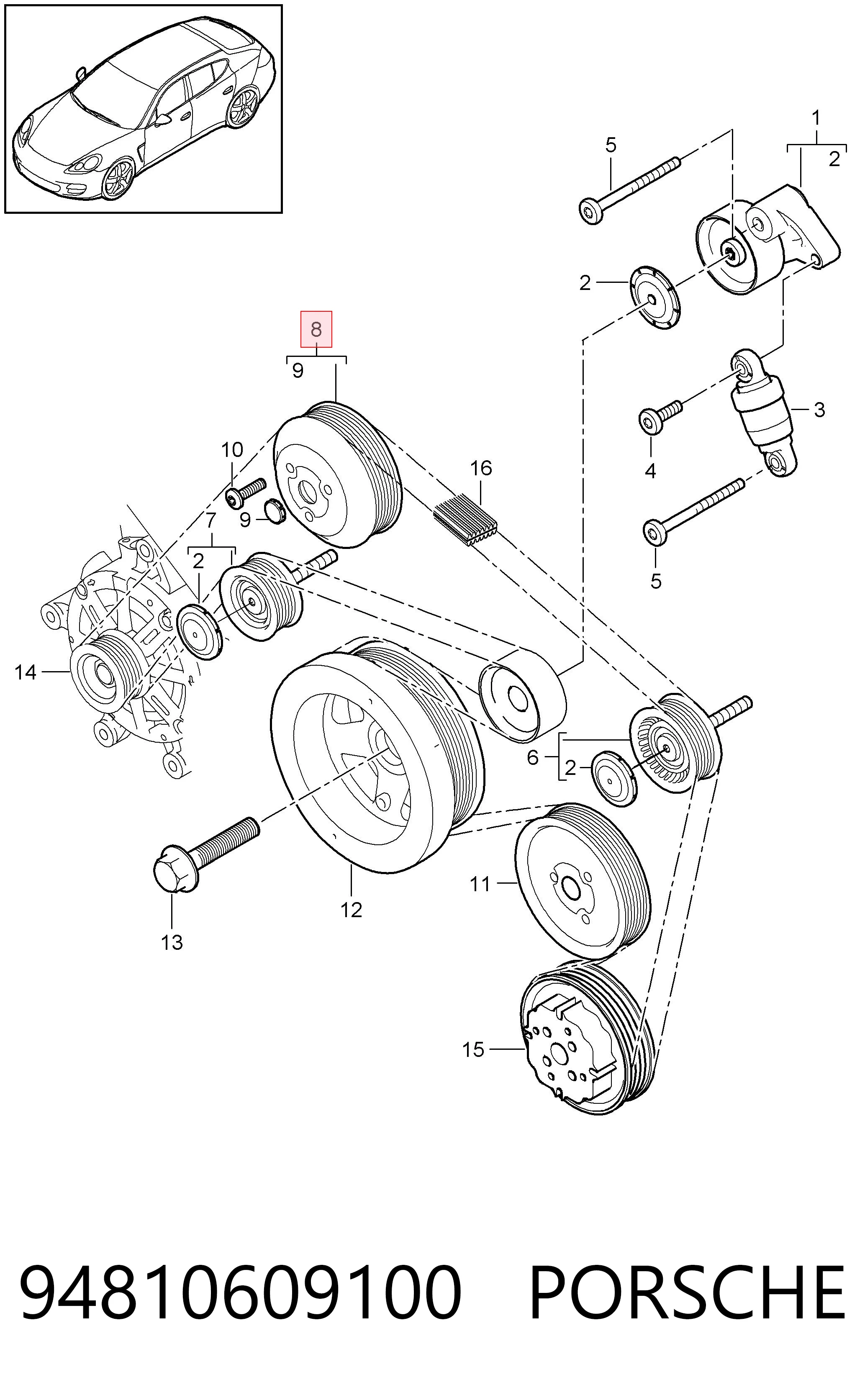Polia da bomba de água para Porsche Cayenne  955