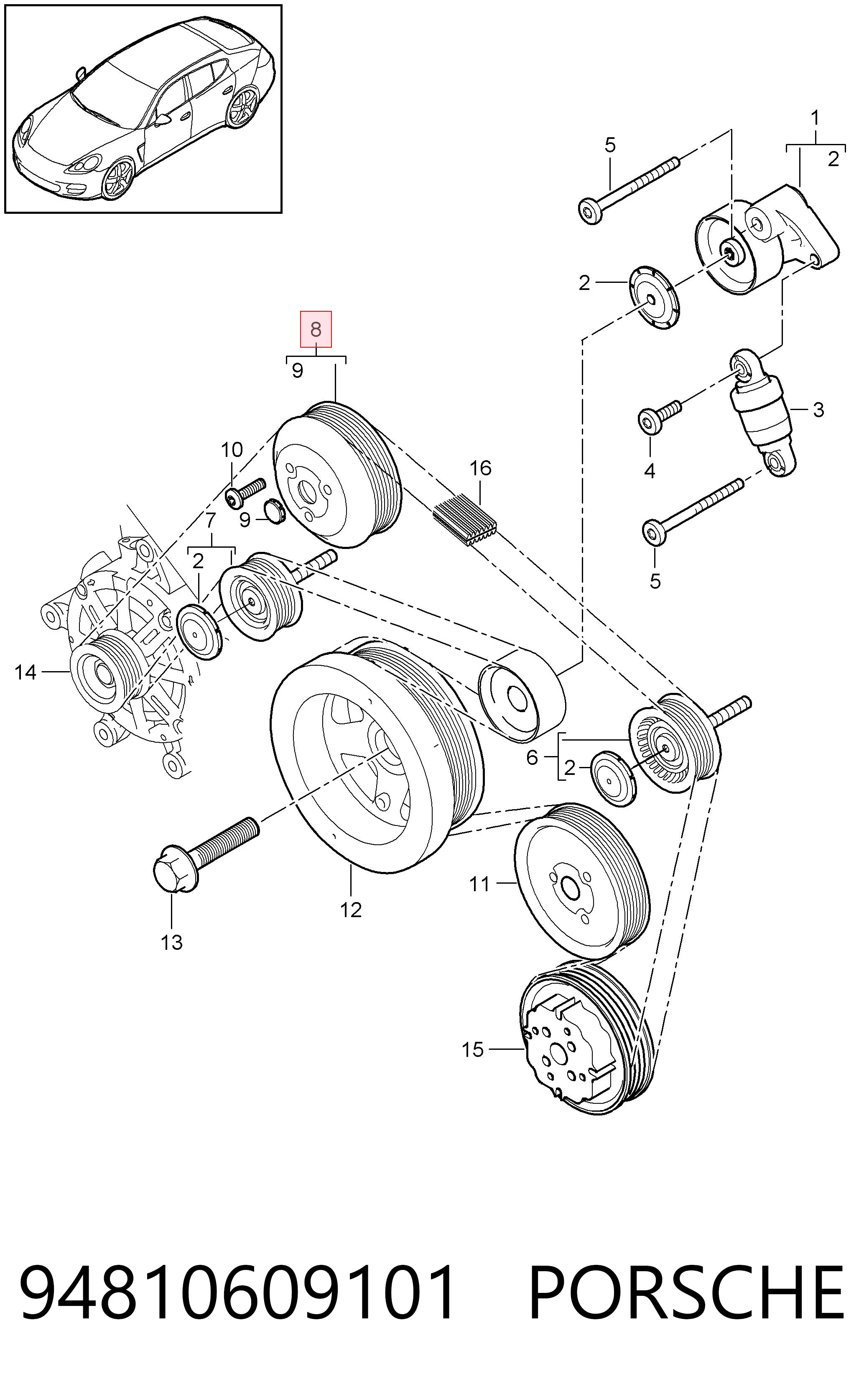  Polia da bomba de água Porsche Cayenne SUV (955) (2002 - 2010) 