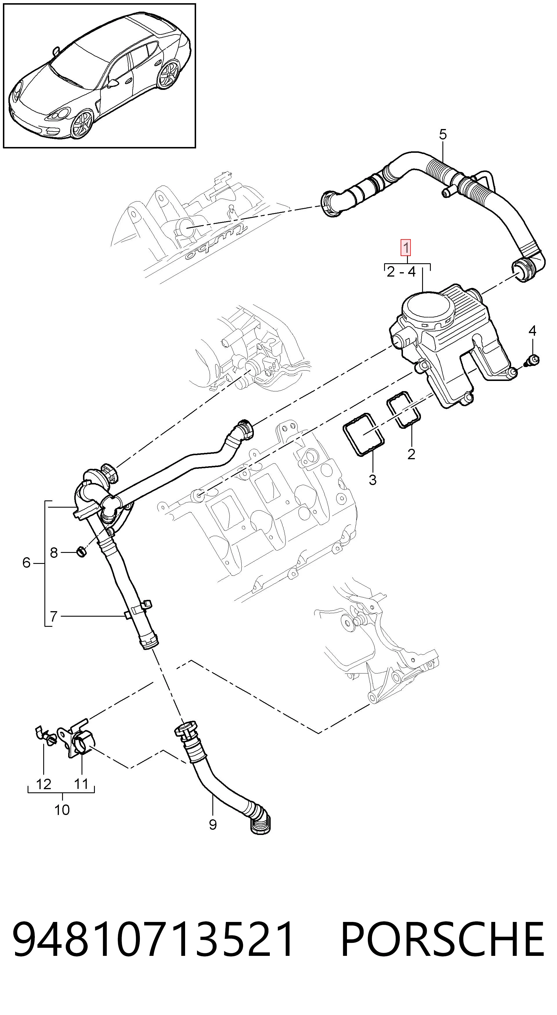 94810713521 Porsche Separador de óleo (separador) do sistema de ventilação de cárter