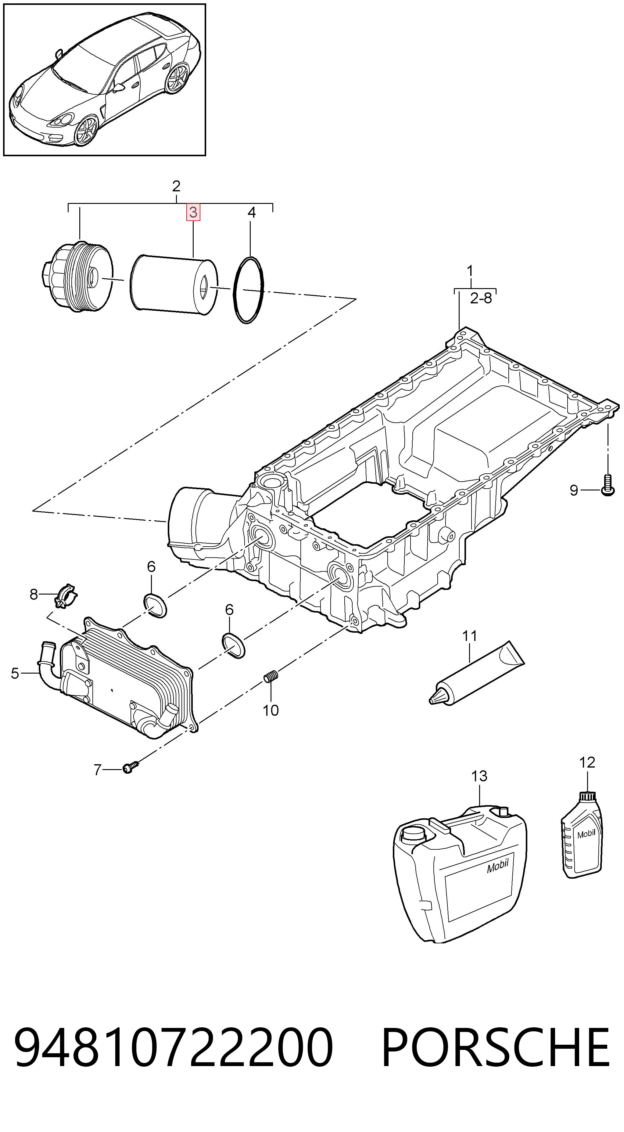 94810722200 Porsche Filtro de óleo