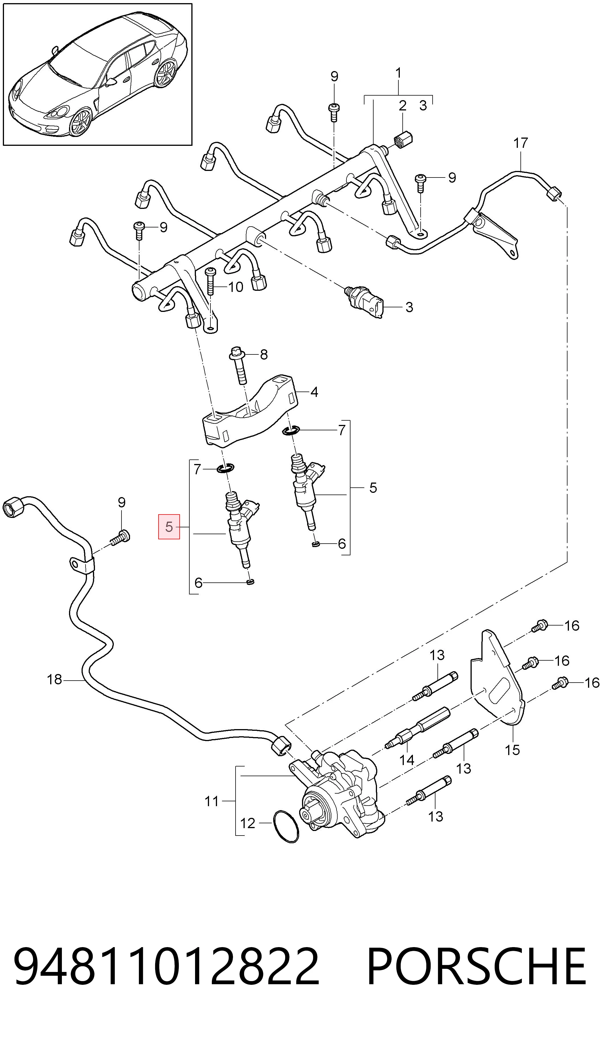 Injetor de injeção de combustível para Porsche Cayenne  955