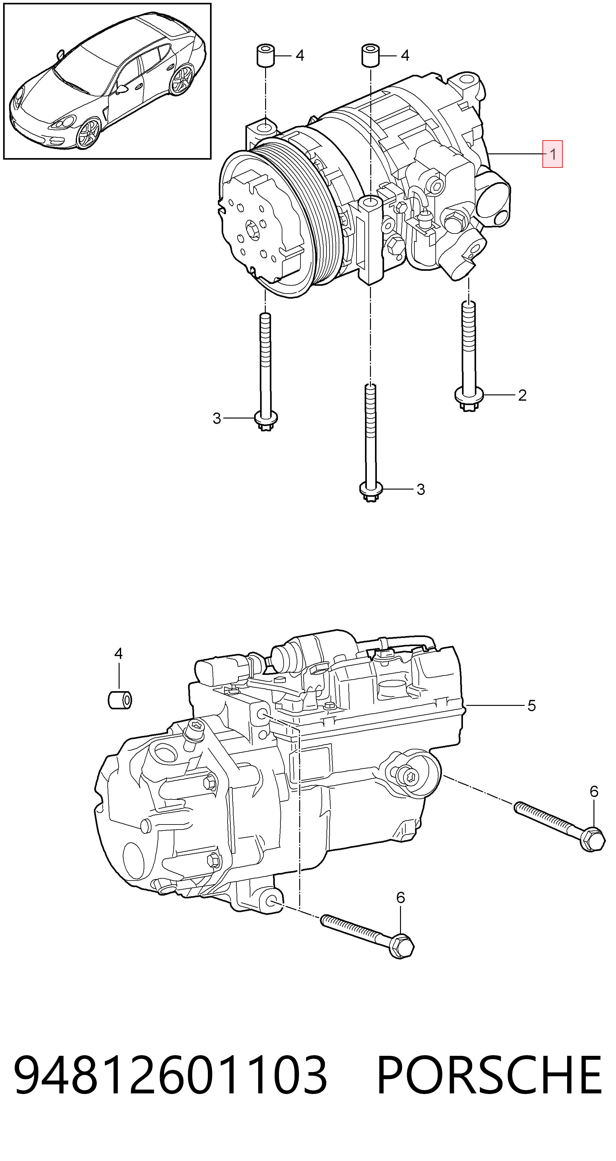 94812601103 Porsche Compressor de aparelho de ar condicionado