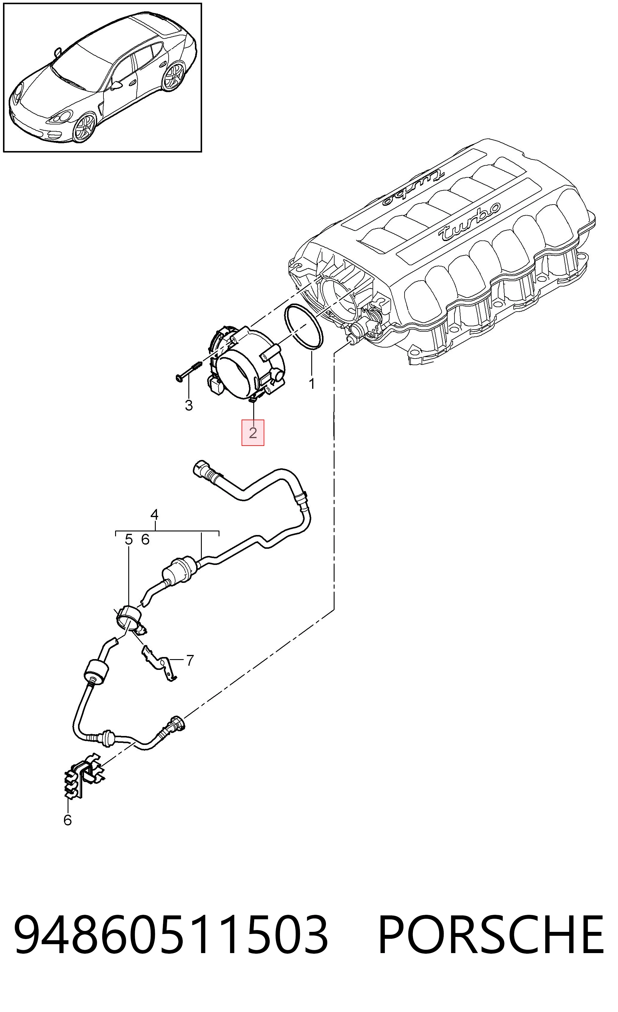 94860511503 Porsche Válvula de borboleta montada