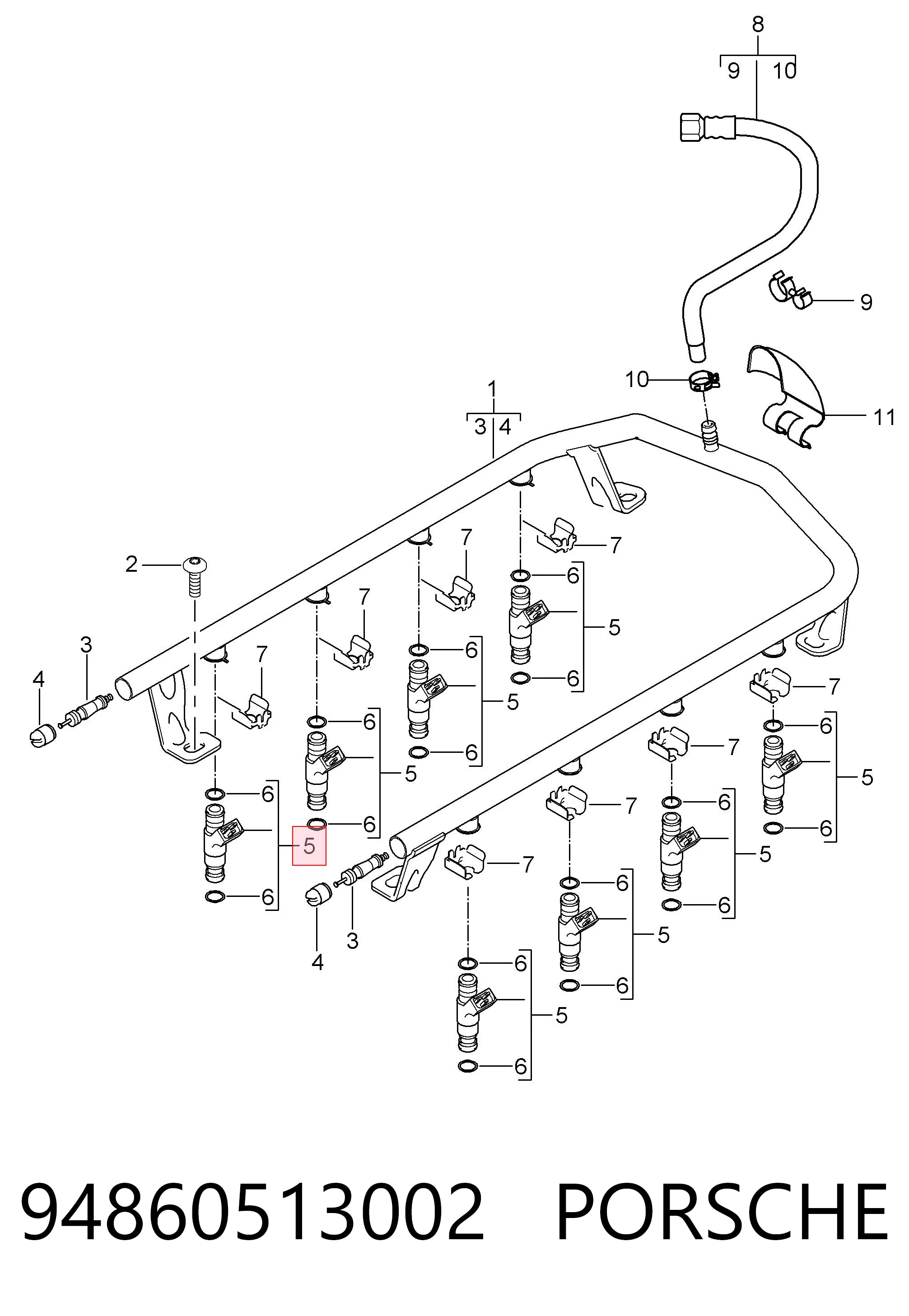  Injetor de injeção de combustível Porsche Cayenne SUV (955) (2002 - 2010) 