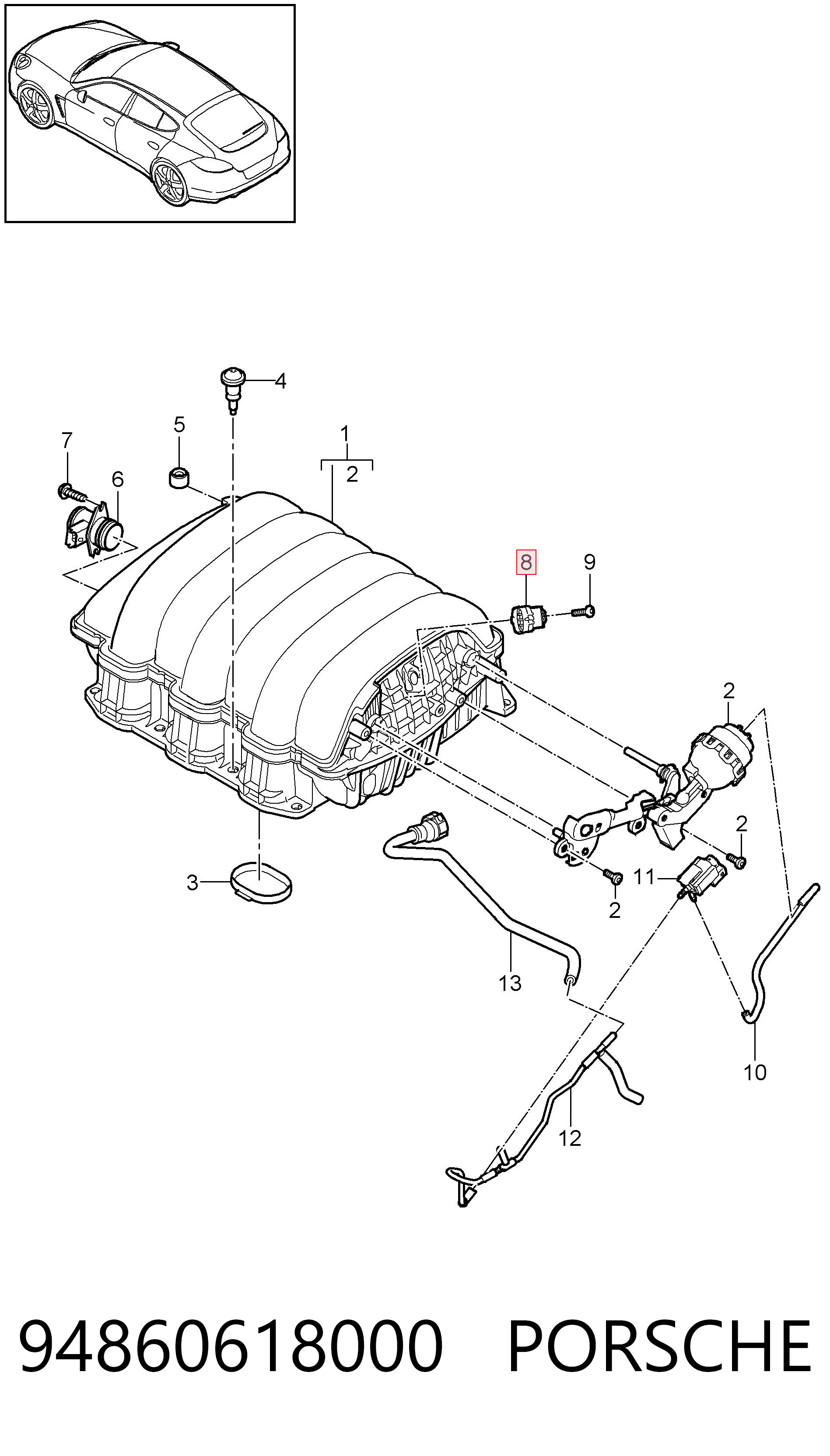 94860618000 Porsche Sensor de pressão no coletor de admissão, MAP