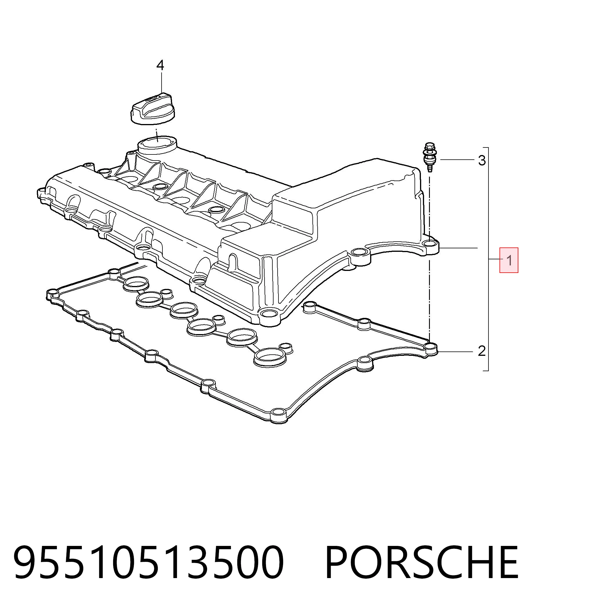 95510513500 Porsche Tampa de válvulas