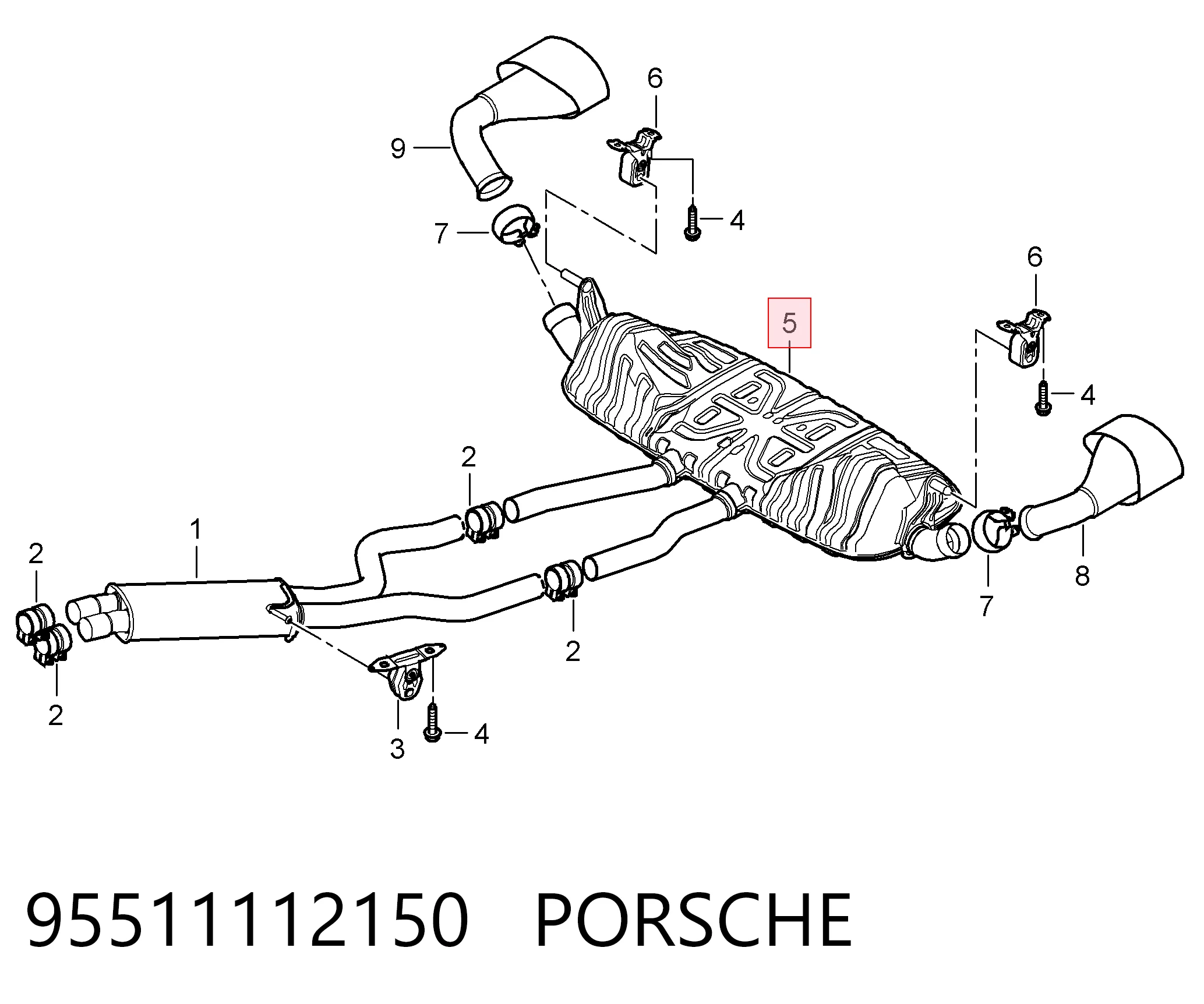 Silenciador, parte traseira Porsche Cayenne  955 ao melhor preço