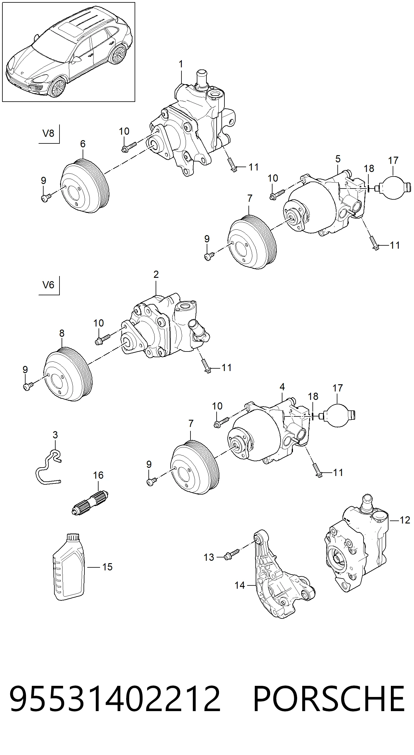 Bomba da Direção hidrâulica assistida Porsche 95531402212 preço, a partir de 3262,06 USD