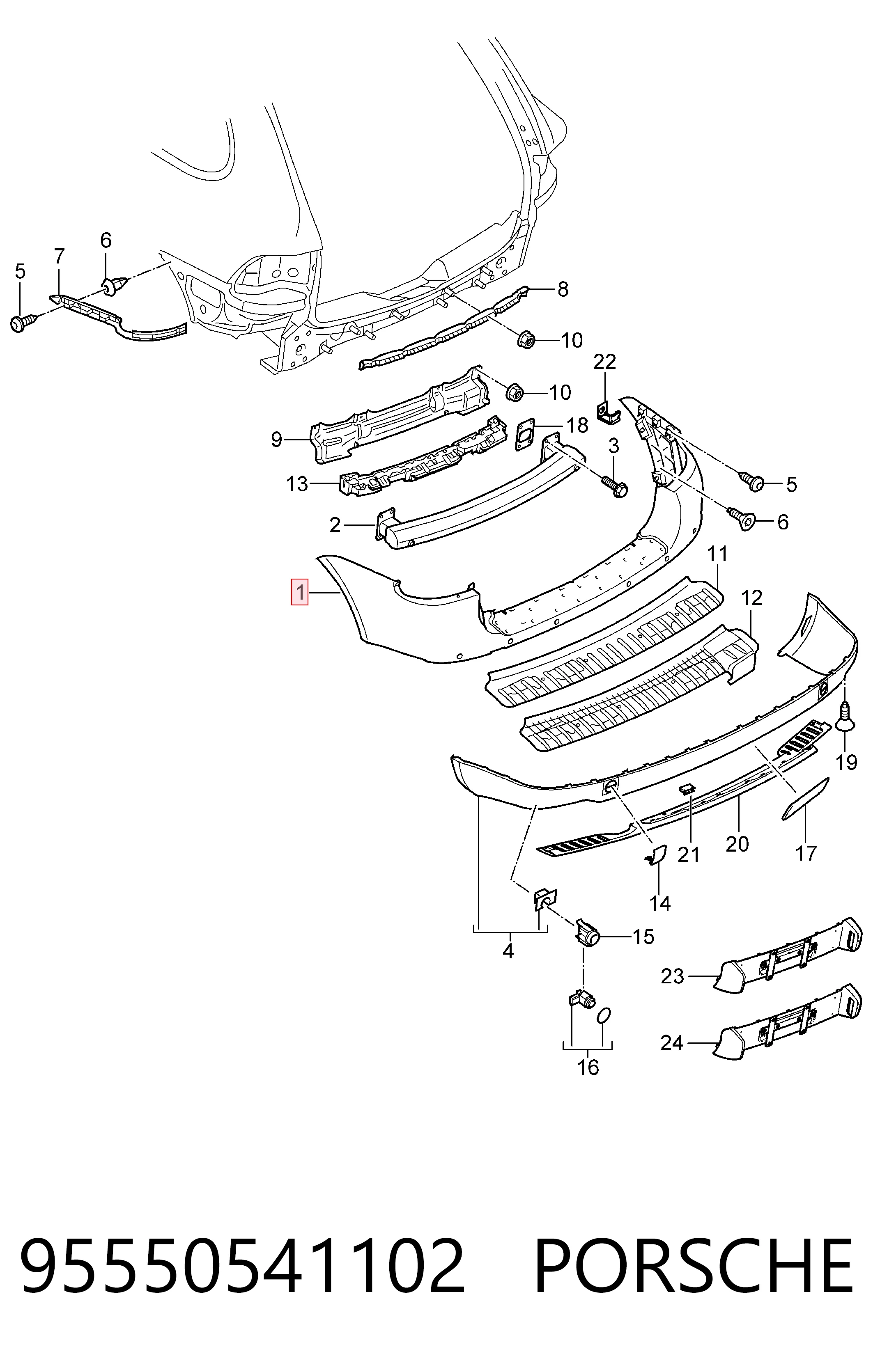 95550541102 Porsche Pára-choque traseiro