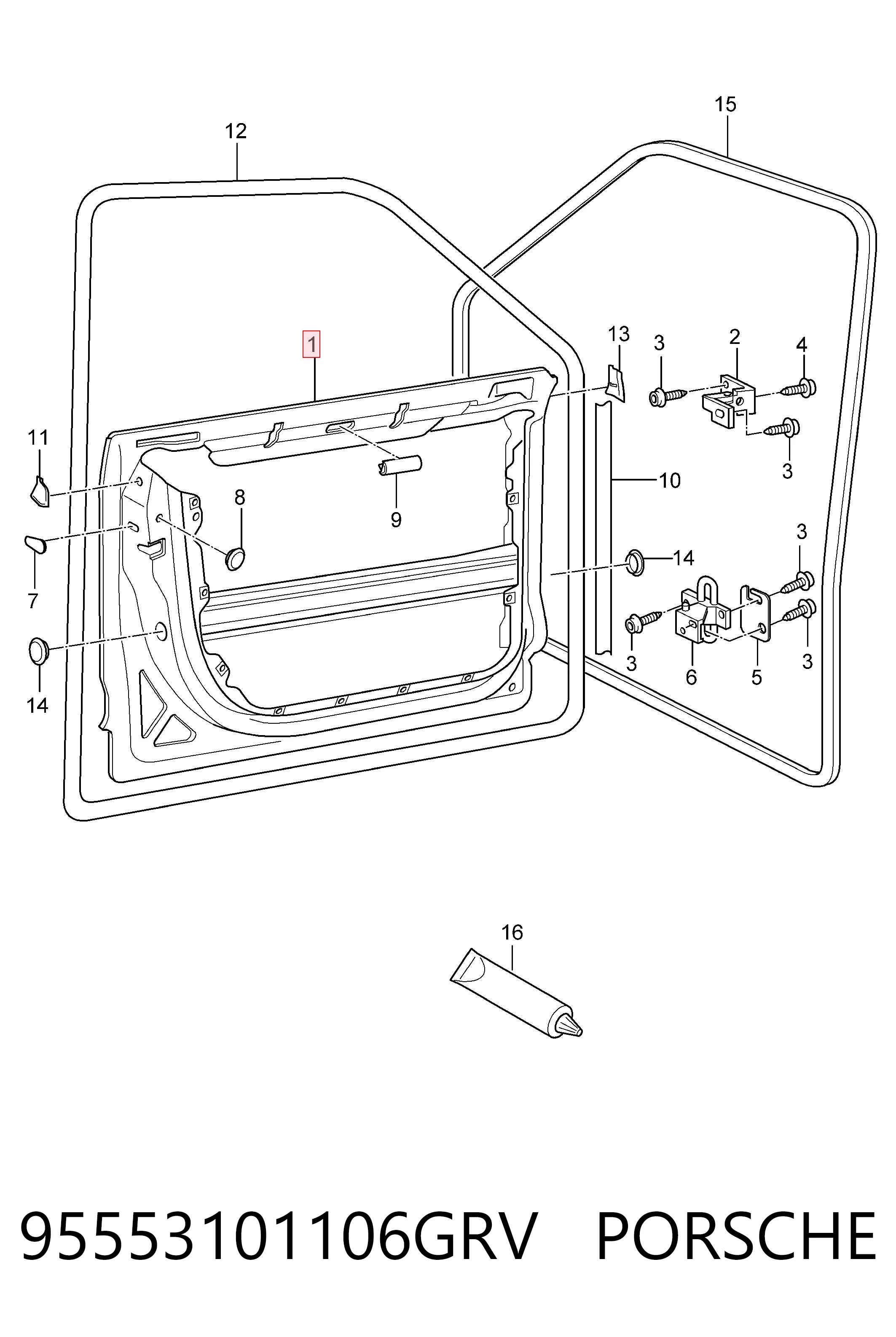 Porta dianteira esquerda para Porsche Cayenne  955