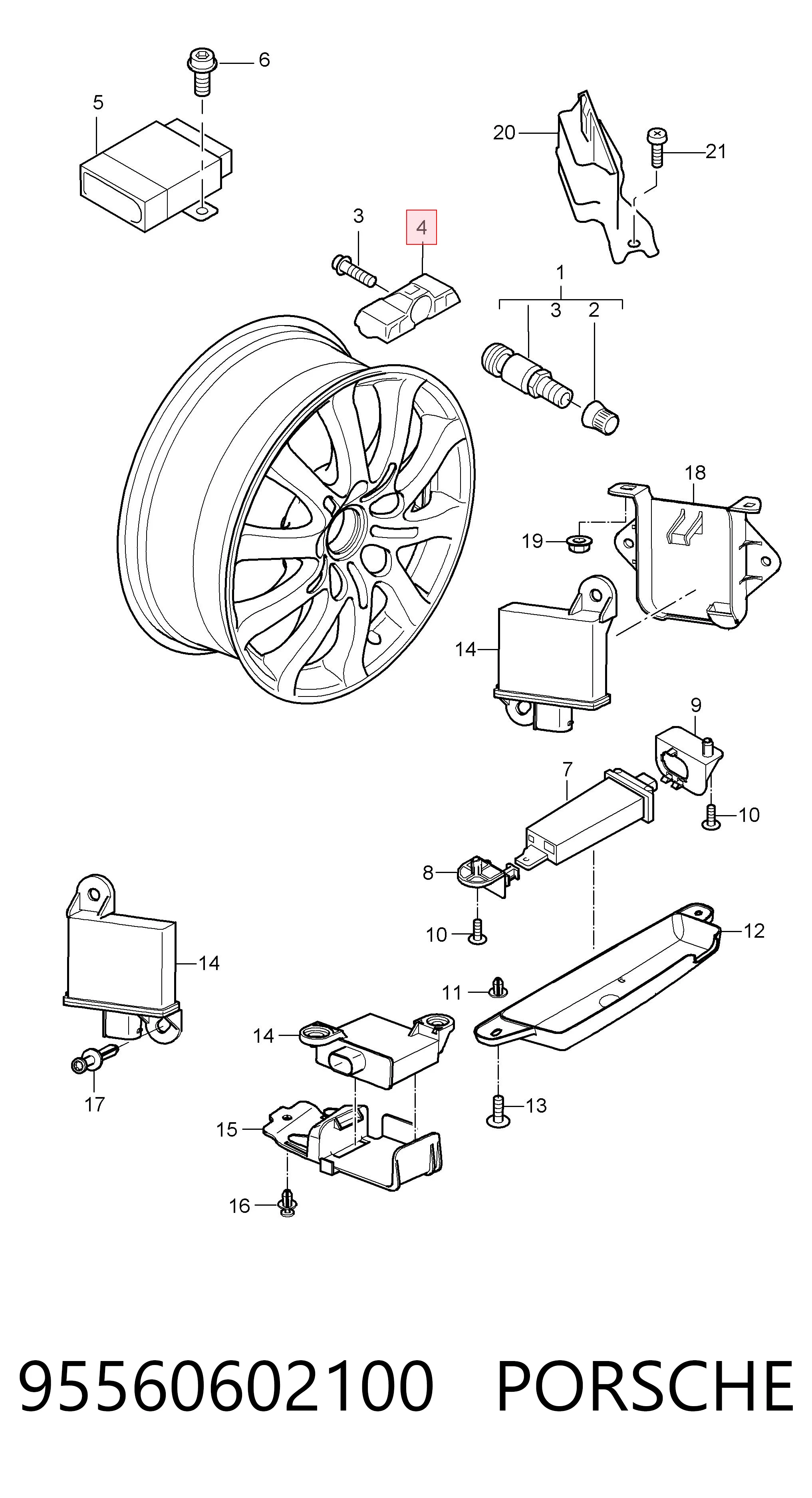 95560602100 Porsche Sensor de pressão de ar nos pneus