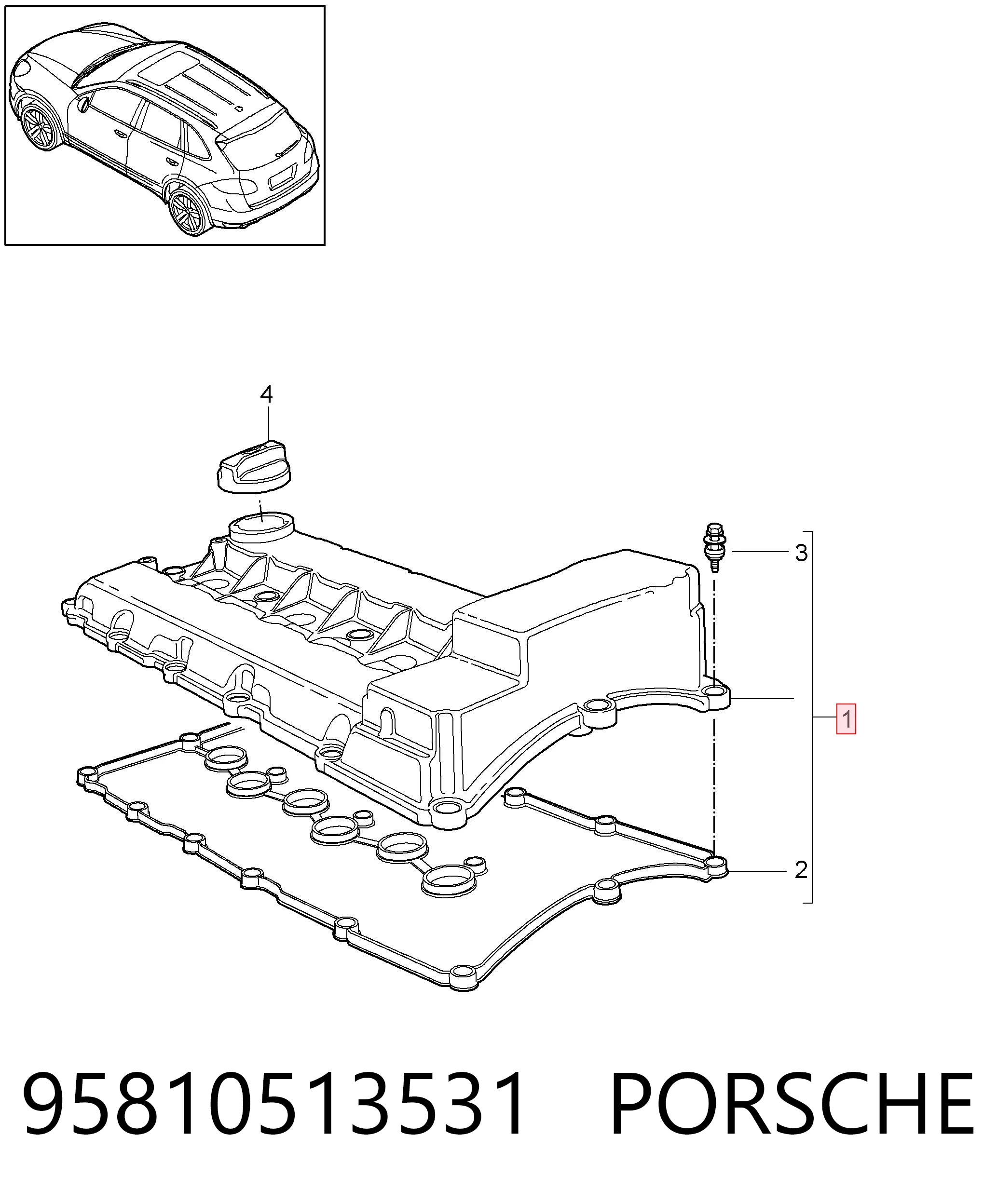 95810513531 Porsche Tampa de válvulas
