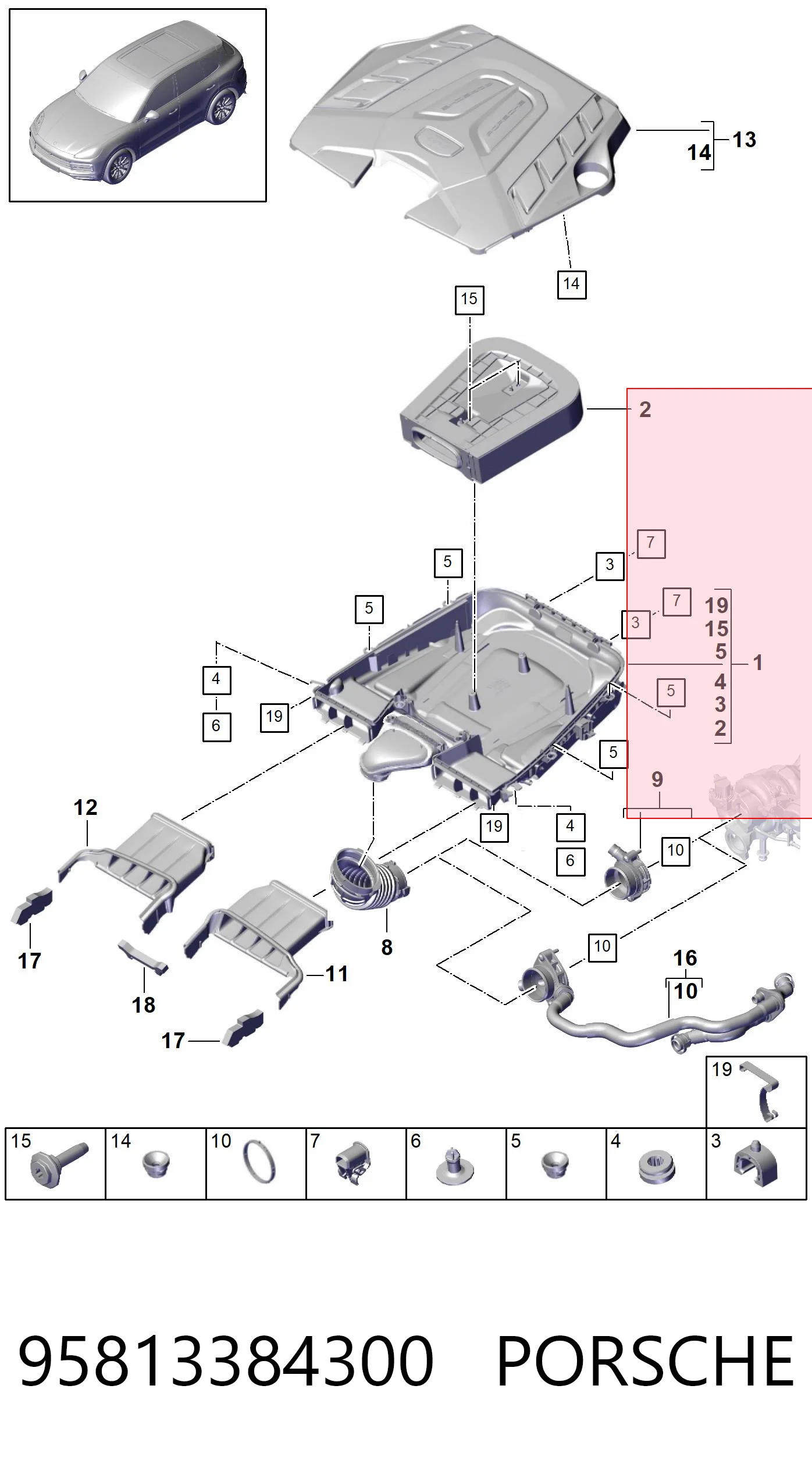 95813384300 Porsche Filtro de ar