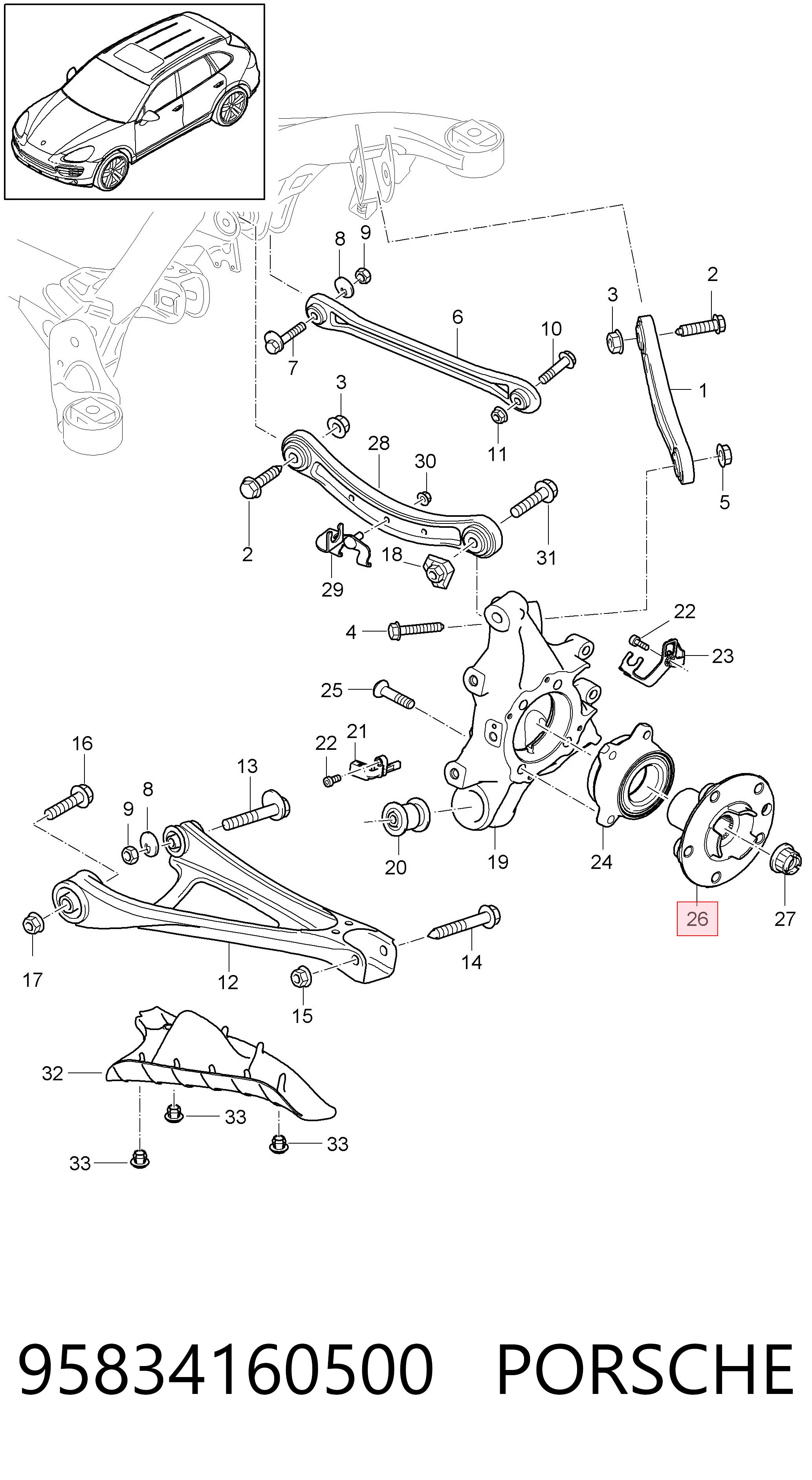 Cubo dianteiro para Porsche Cayenne II 92A