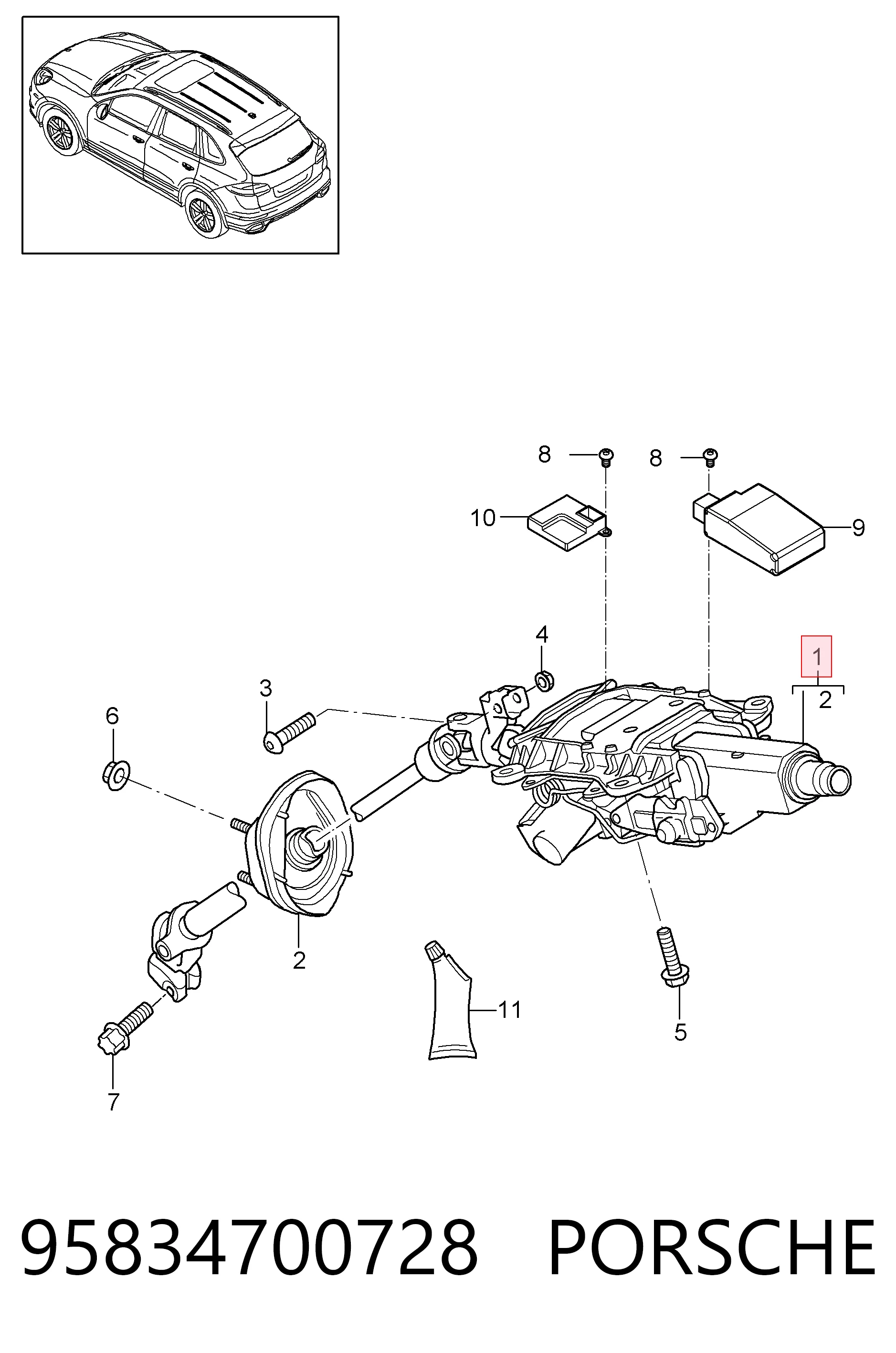 Coluna da direção para Porsche Cayenne II 92A
