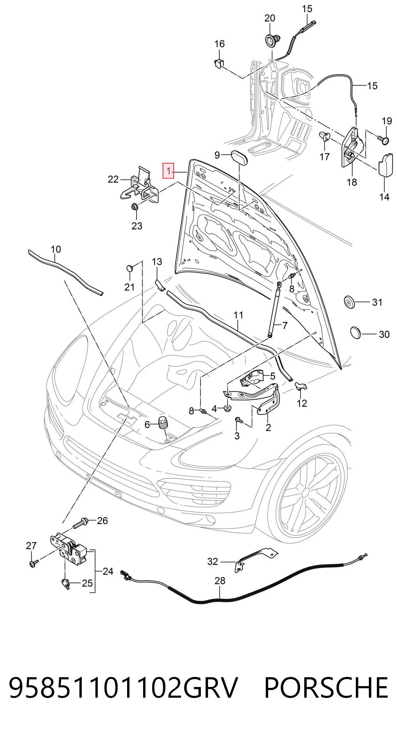 Capota para Porsche Cayenne II 92A