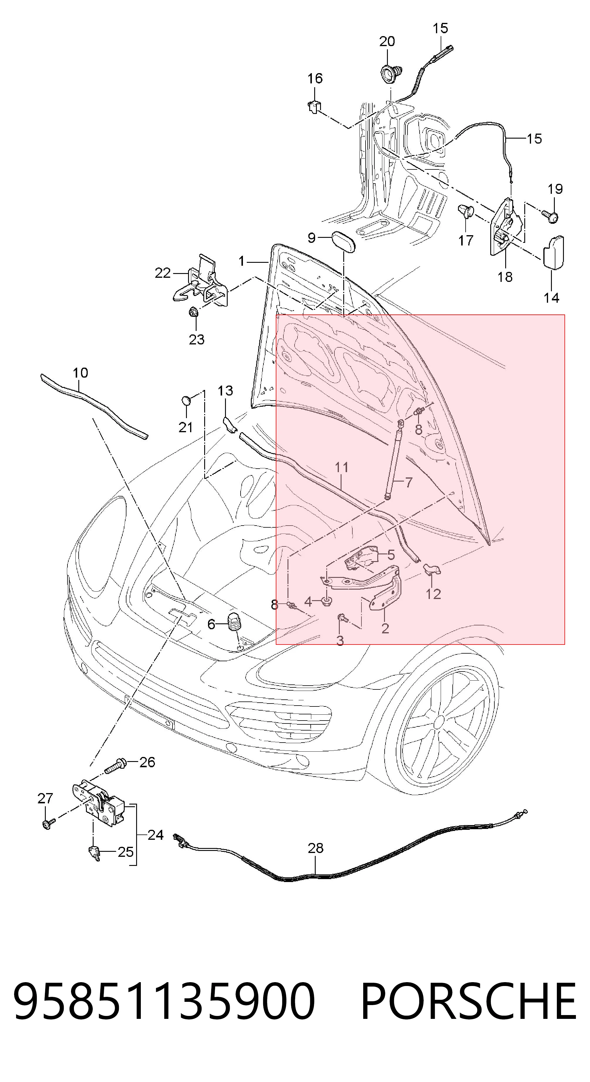 95851135900 Porsche Amortecedor da capota