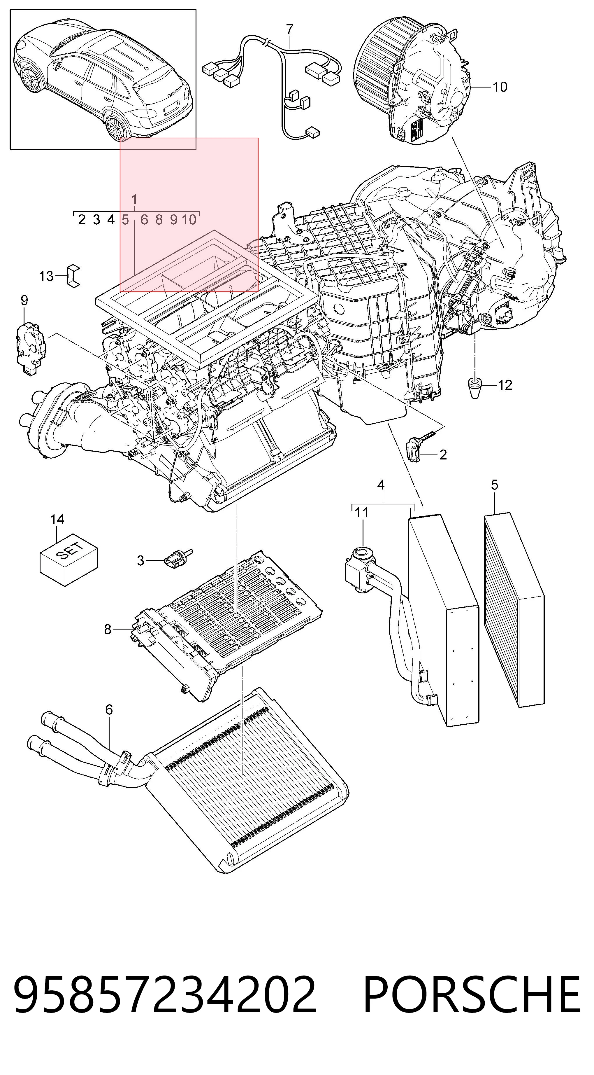 95857234202 Porsche Motor de ventilador de forno (de aquecedor de salão)