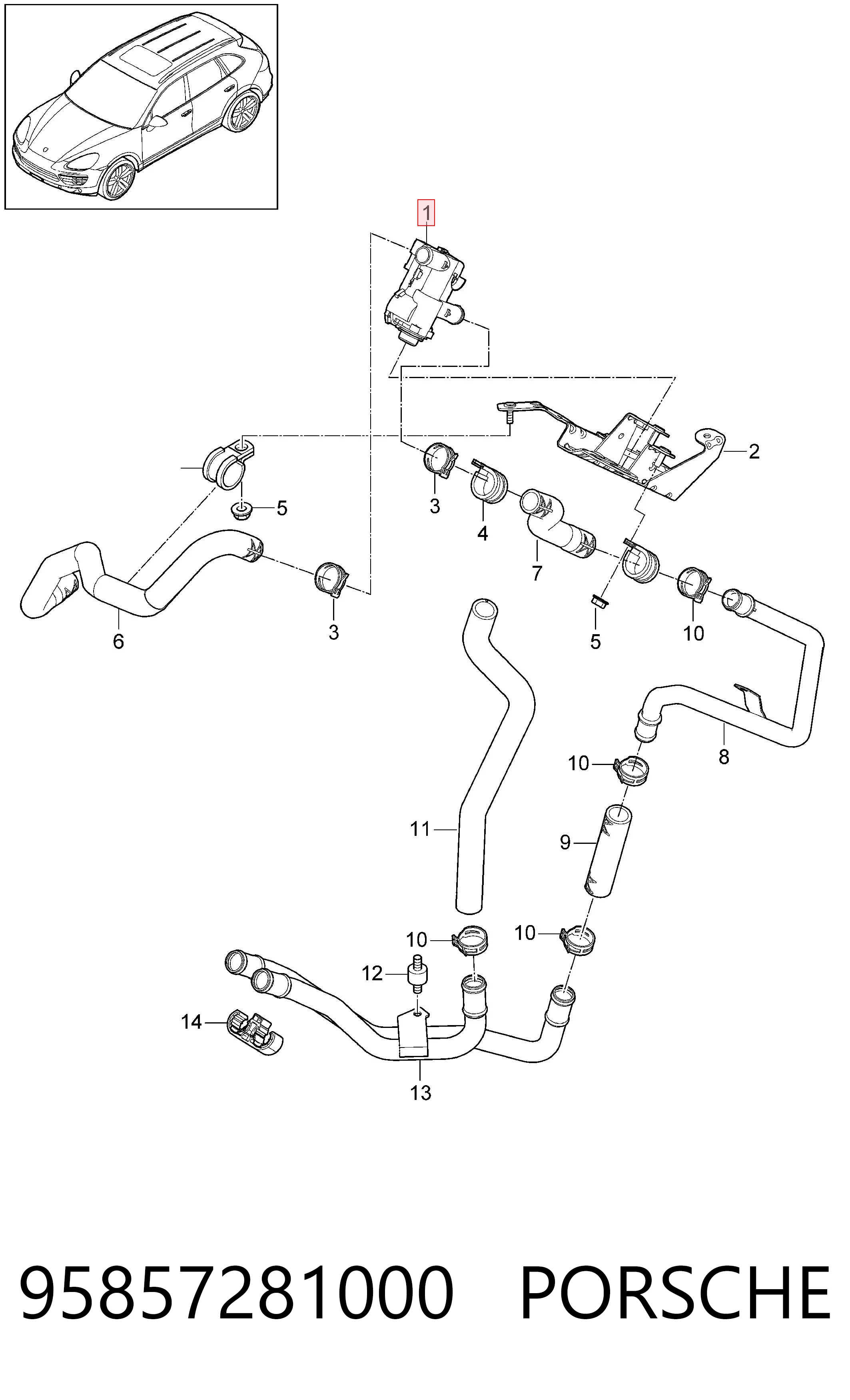 95857281000 Porsche Válvula de forno (de aquecedor)