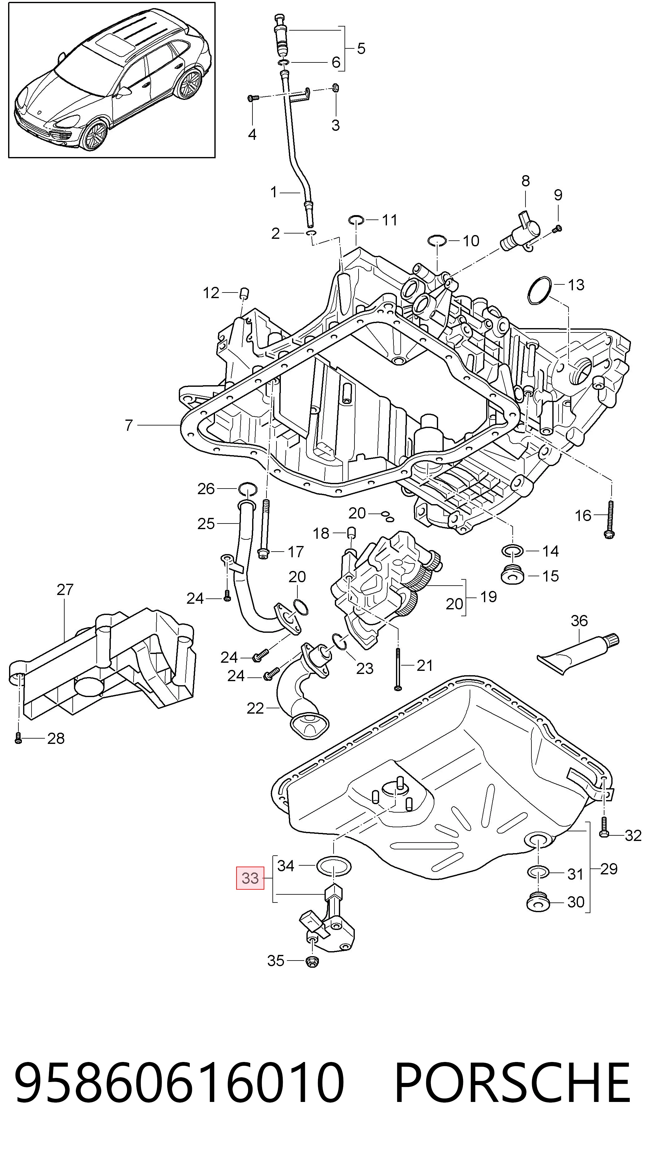 95860616010 Porsche Sensor do nível de óleo de motor