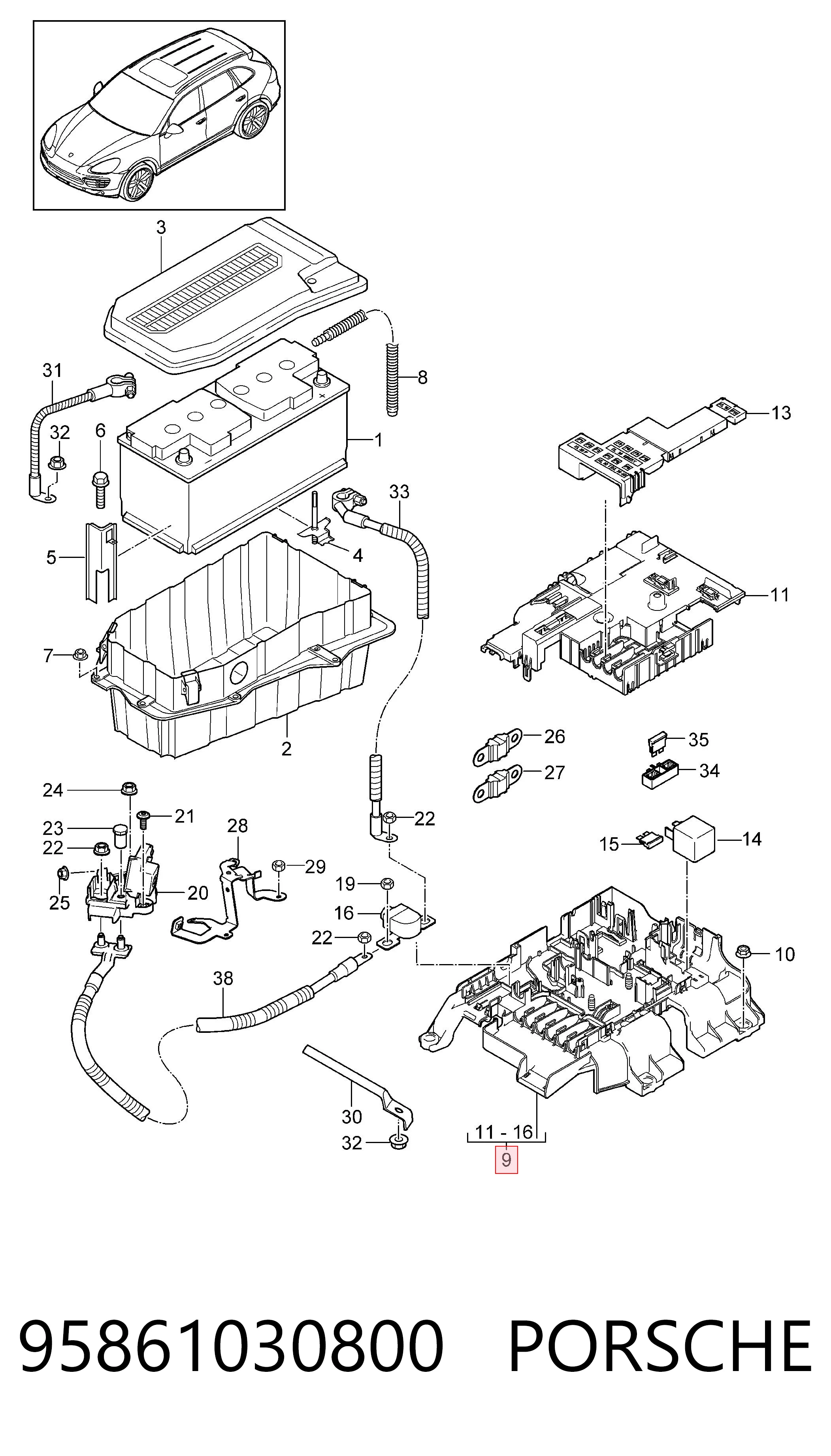 Unidade de dispositivos de segurança para Porsche Cayenne II 92A
