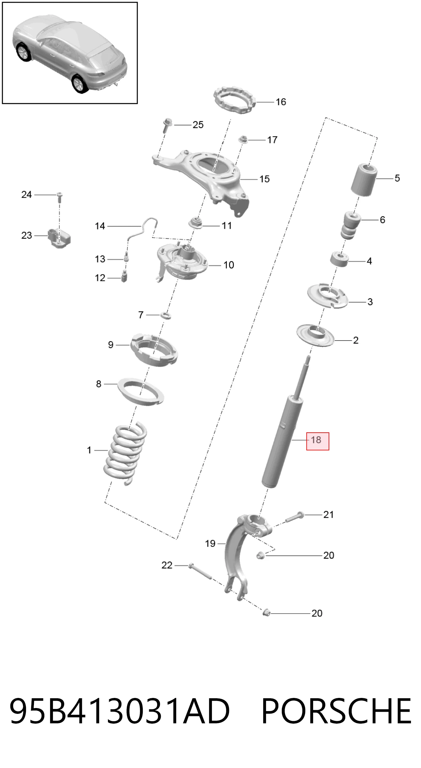 Amortecedor dianteiro VAG 95B413031AD preço, a partir de 92,50 USD