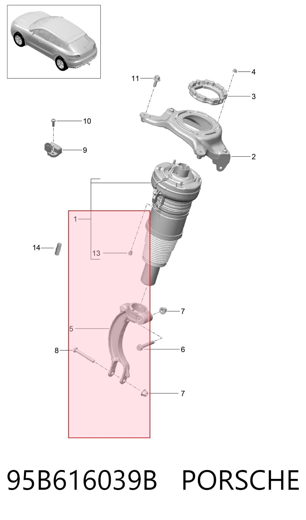 Coxim pneumático (suspensão de lâminas pneumática) do eixo dianteiro Porsche 95B616039B preço, a partir de 391,09 USD