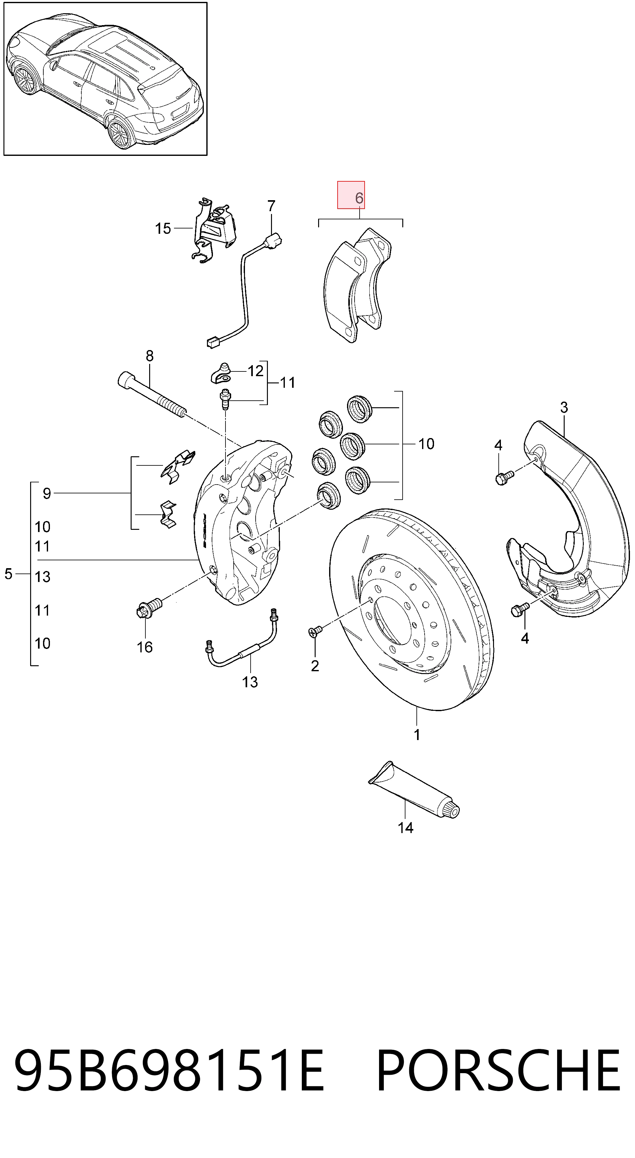 Sapatas do freio dianteiras de disco Porsche 95B698151E preço, a partir de 78,17 USD
