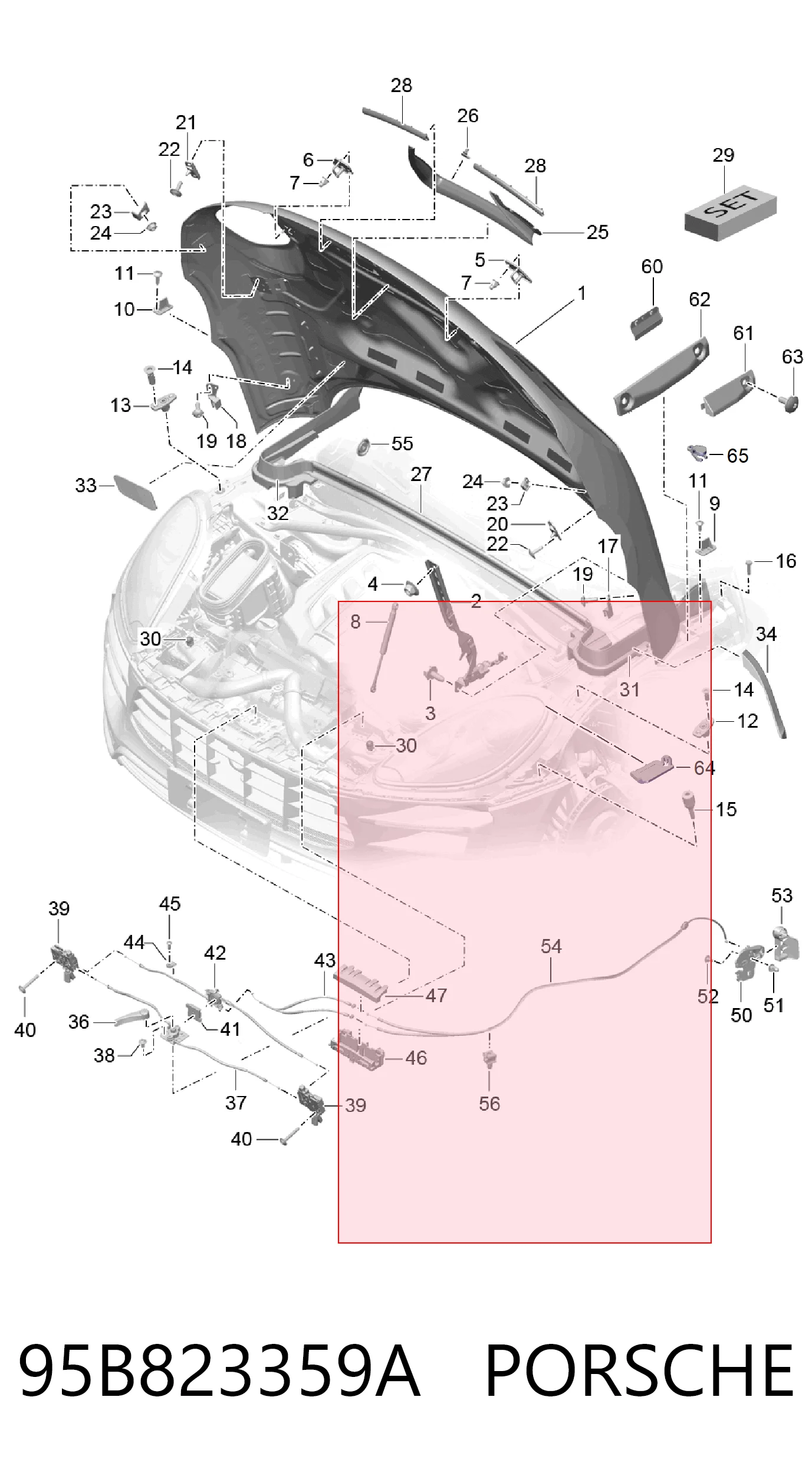95B823359A Porsche Amortecedor da capota