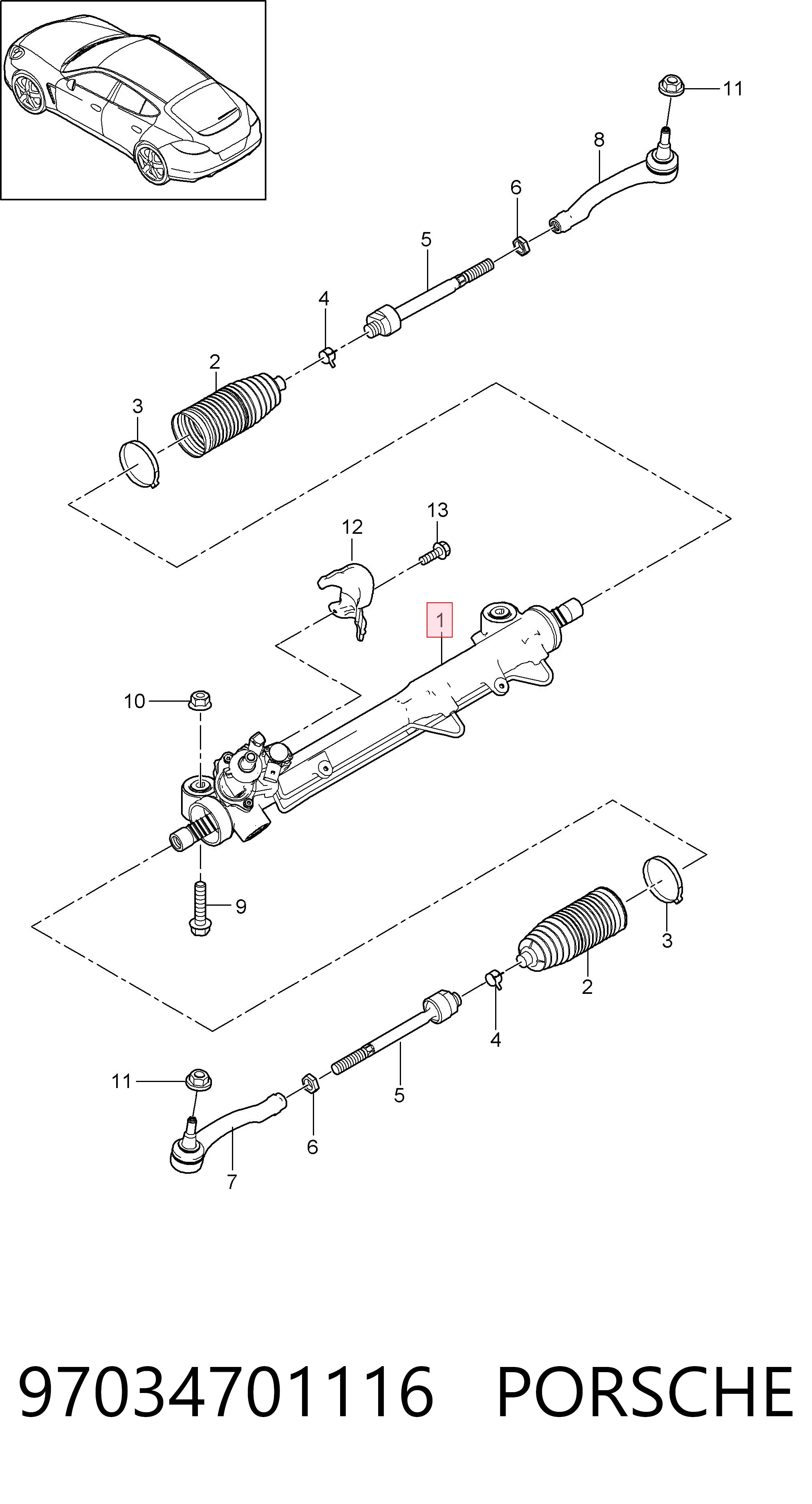 97034701116 Porsche Cremalheira da direção