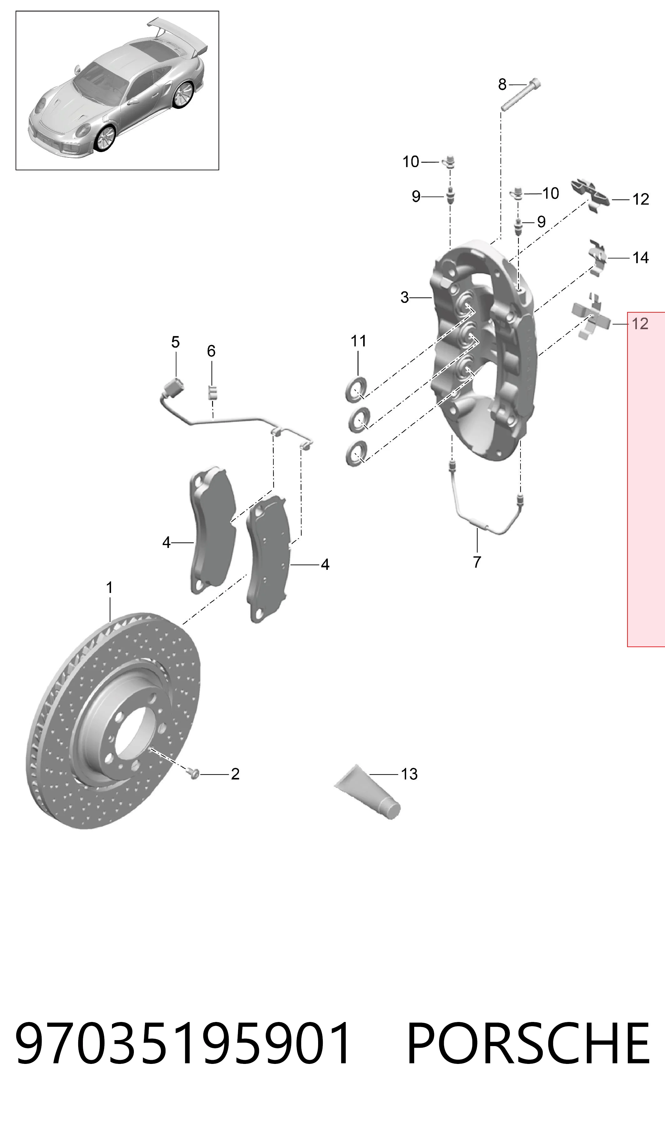 97035195901 Porsche Fechadura de mola de suporte