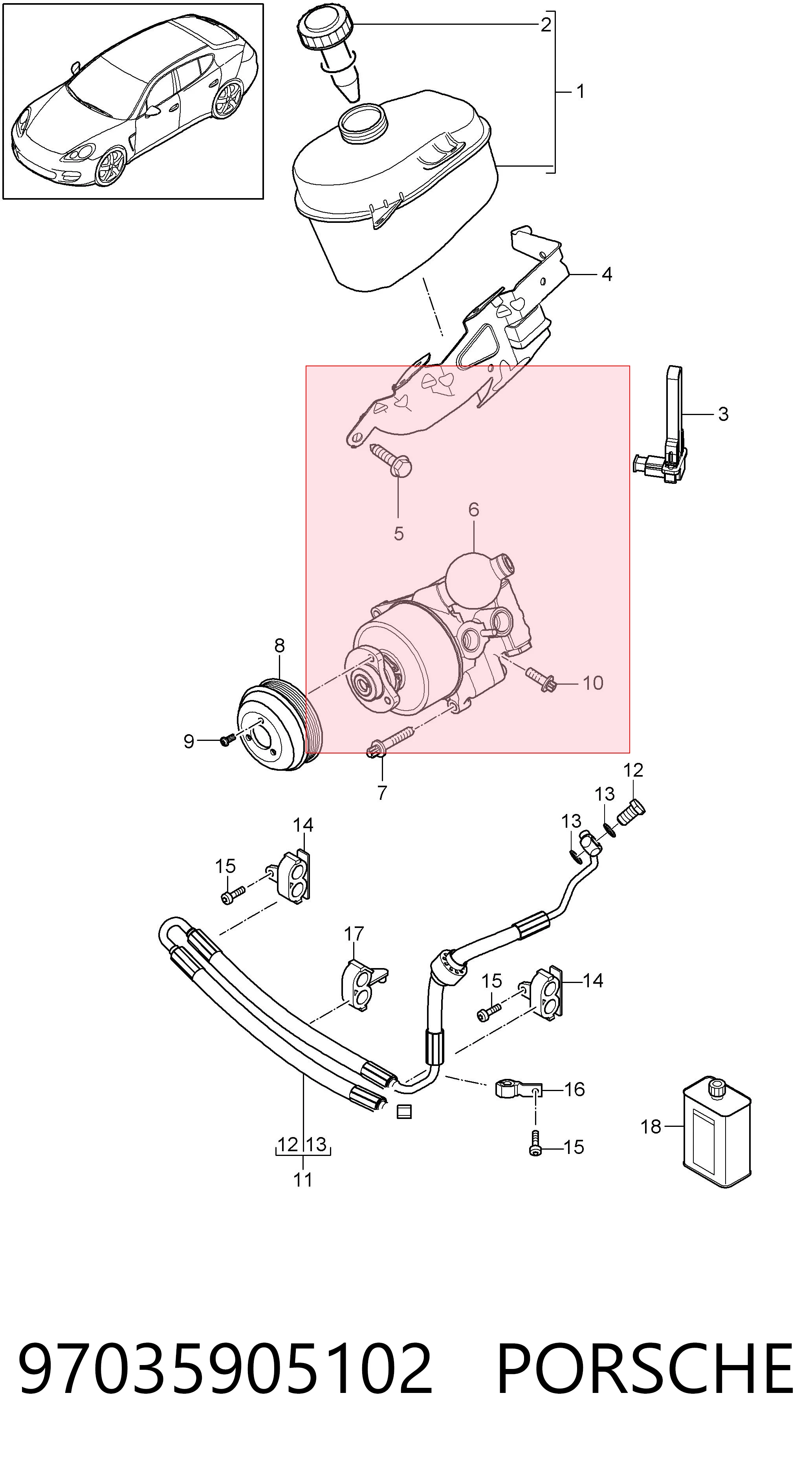 97035905102 Porsche Bomba da Direção hidrâulica assistida