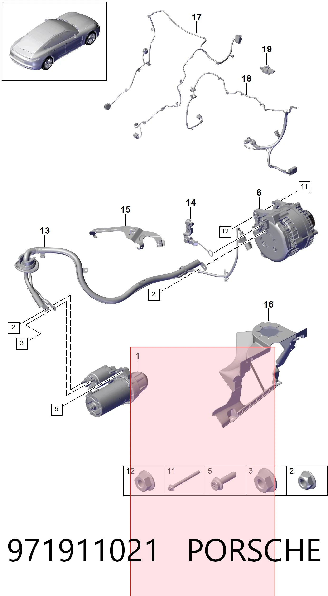 971911021 Porsche Motor de arranco