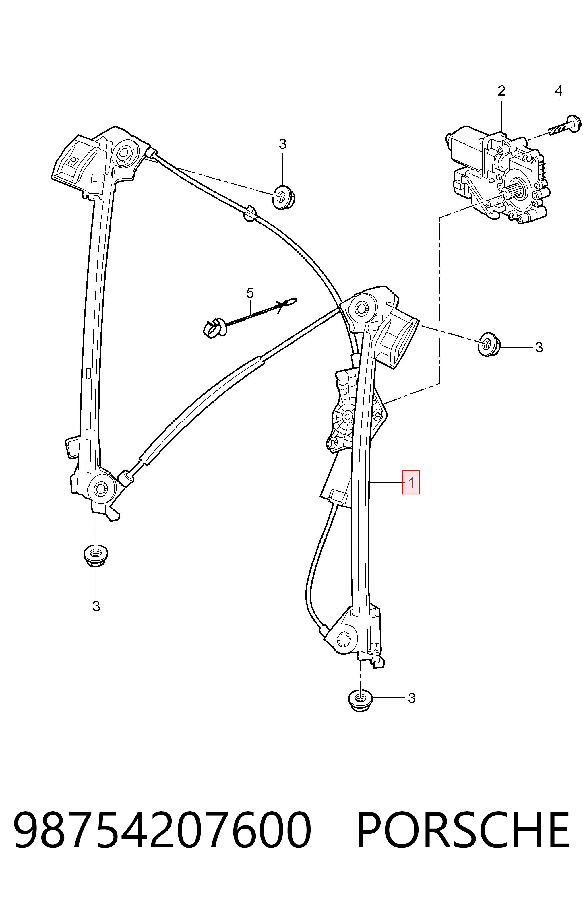 Mecanismo de acionamento de vidro da porta dianteira direita Porsche 911  997 ao melhor preço