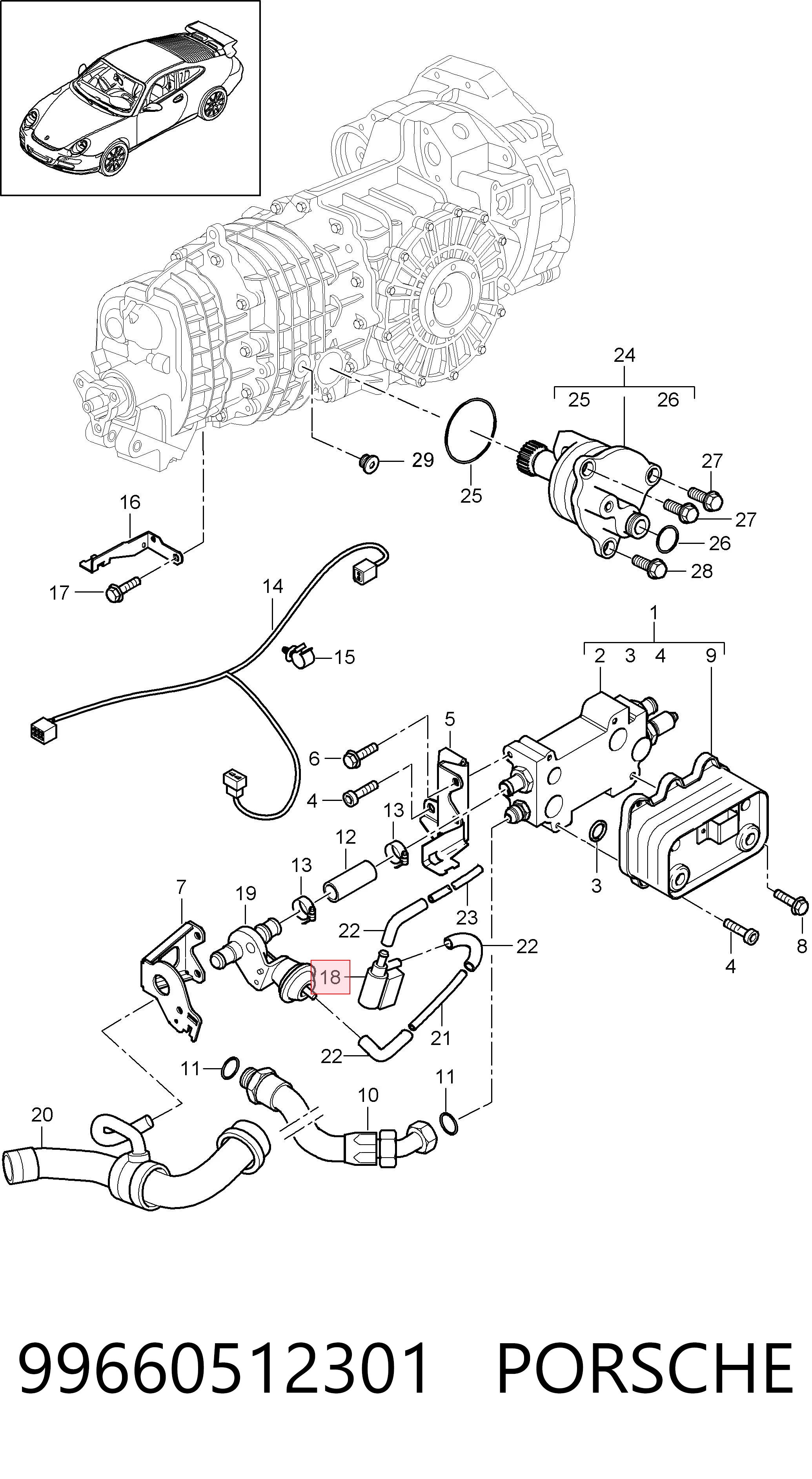 99660512301 Porsche Válvula de comutação do sistema de fornecimento de ar