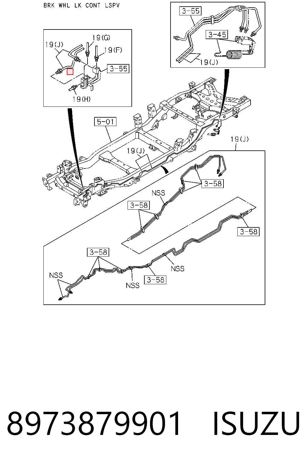 8973879901 Isuzu Sensor ABS dianteiro esquerdo