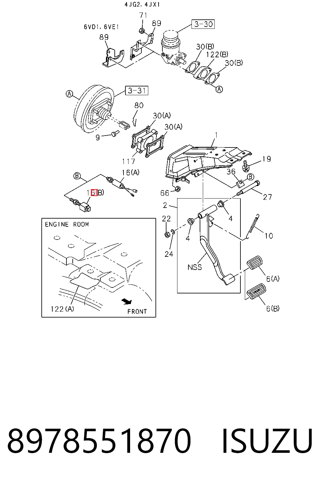 8978551870 Isuzu Sensor de ativação do sinal de parada