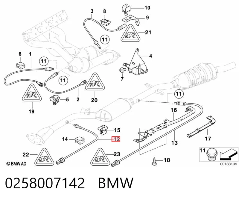 0258007142 BMW Sonda lambda, sensor esquerdo de oxigênio até o catalisador