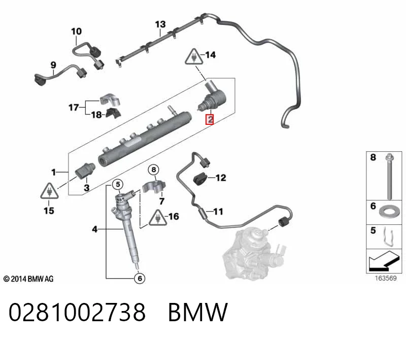 0281002738 BMW Regulador de pressão de combustível na régua de injectores