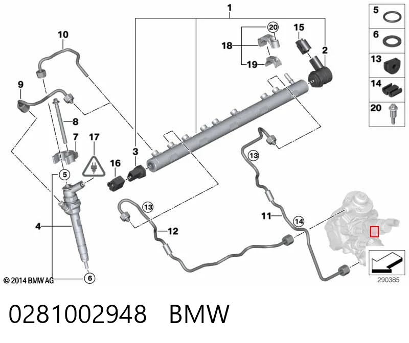 0281002948 BMW Sensor de pressão de combustível